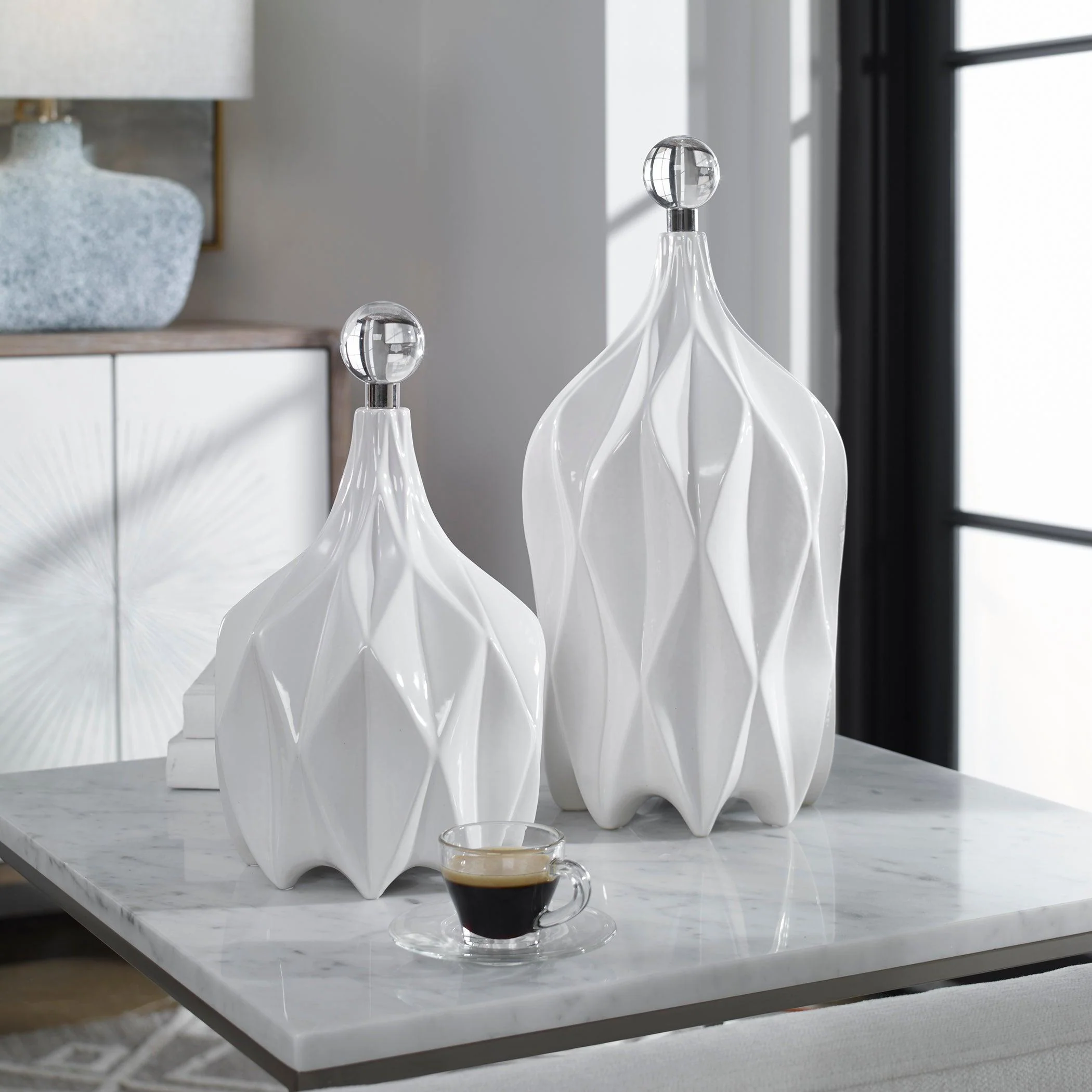 KLARA WHITE BOTTLES, SET OF 2 - Frankwebs