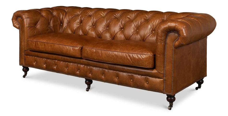 Tufted English Club Sofa - Cuba Brown - Frankwebs