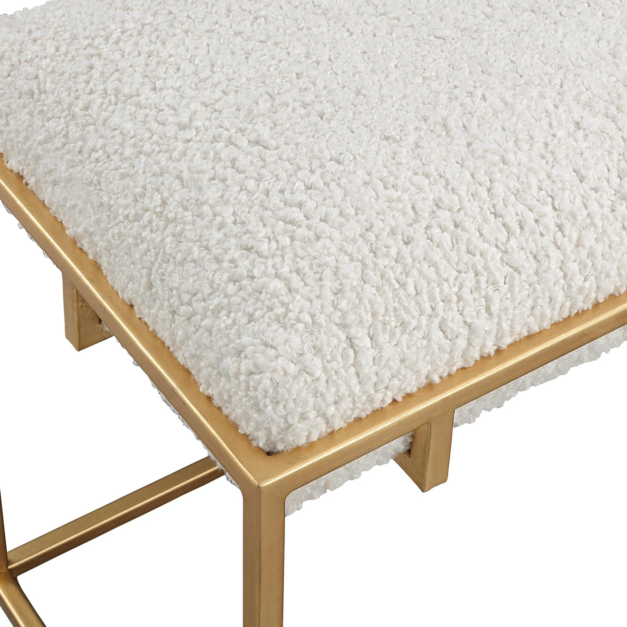 Paradox Small Gold & White Shearling Bench - Frankwebs