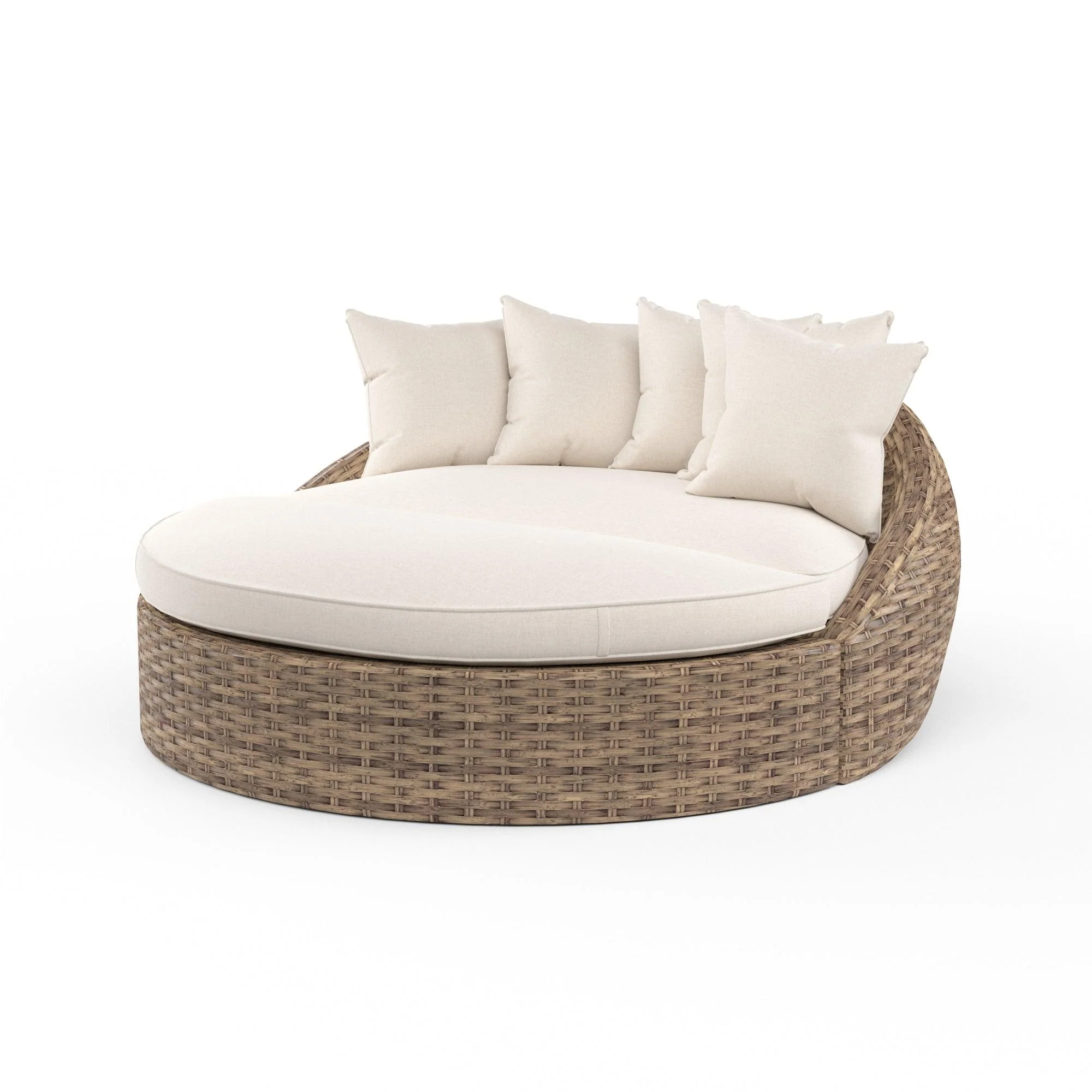 Havana Round Daybed in Canvas Flax w/ Self Welt - Frankwebs