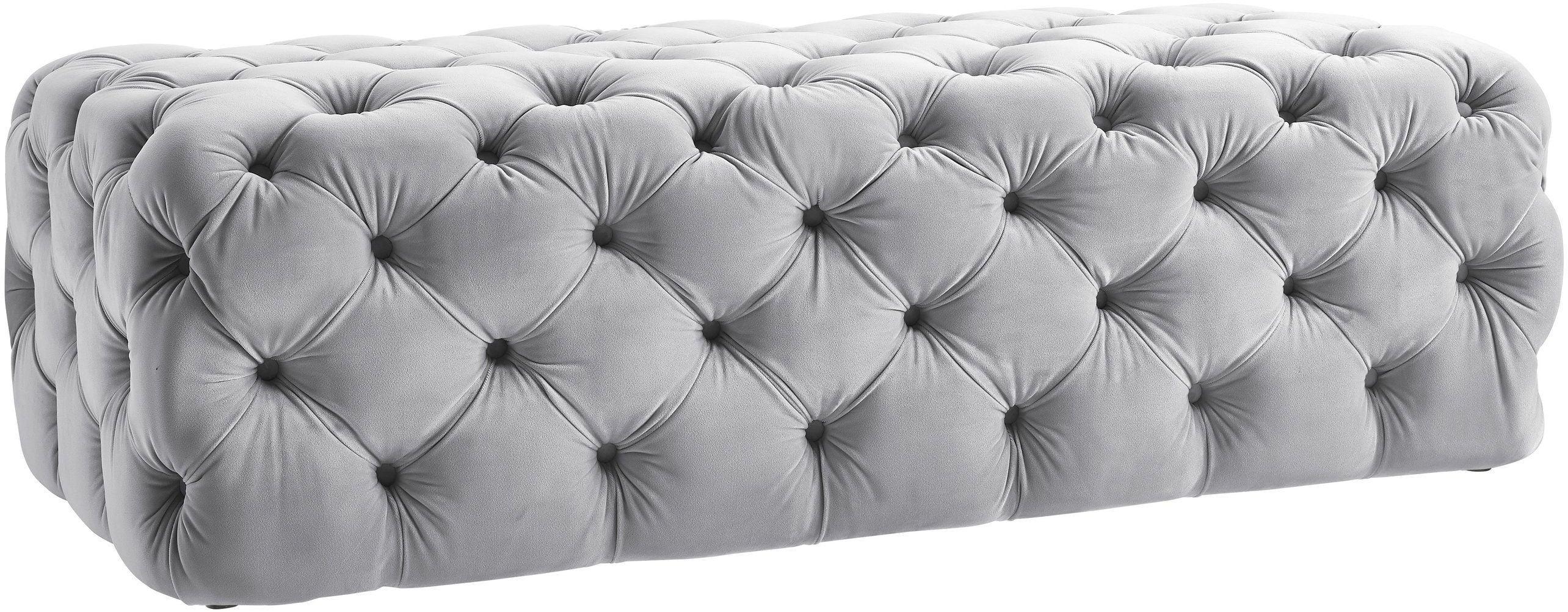 Kaylee Grey Velvet Ottoman - Frankwebs