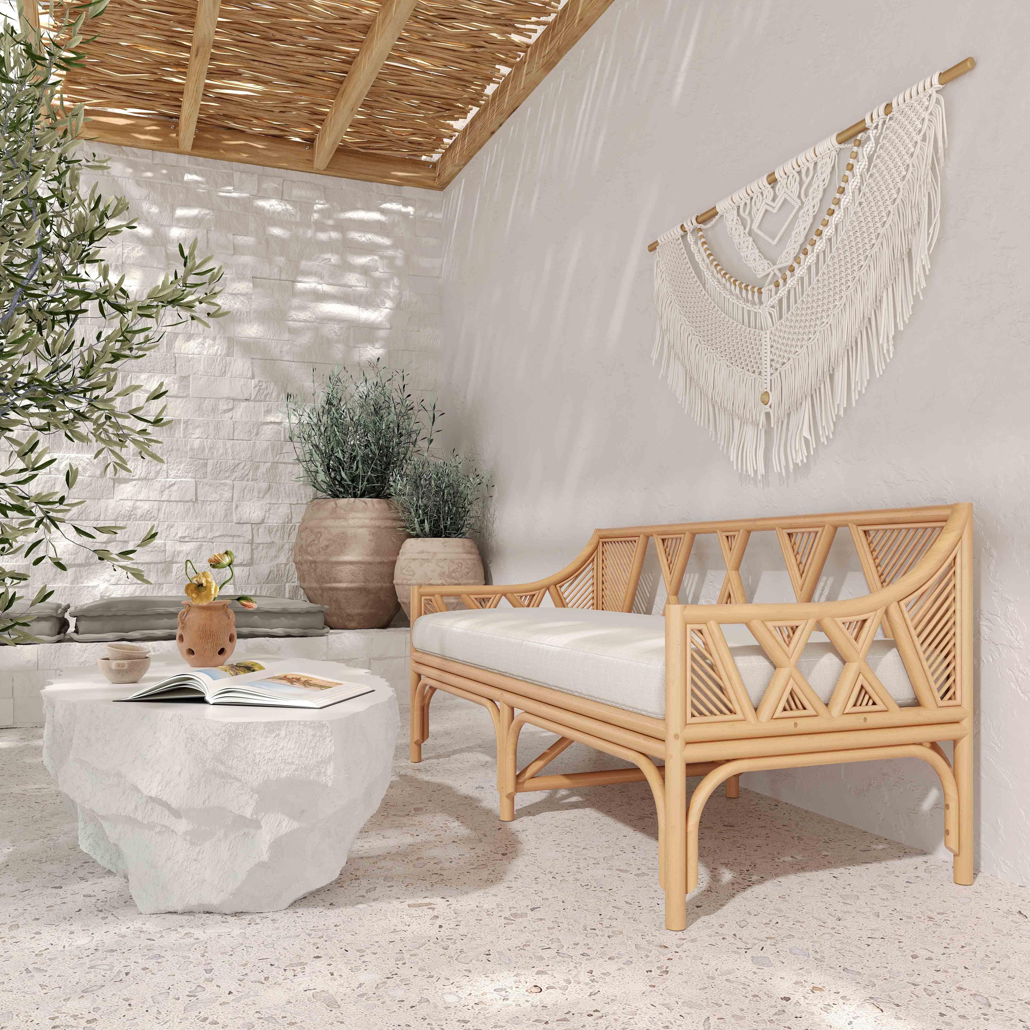Jayla Natural Rattan Bench - Frankwebs