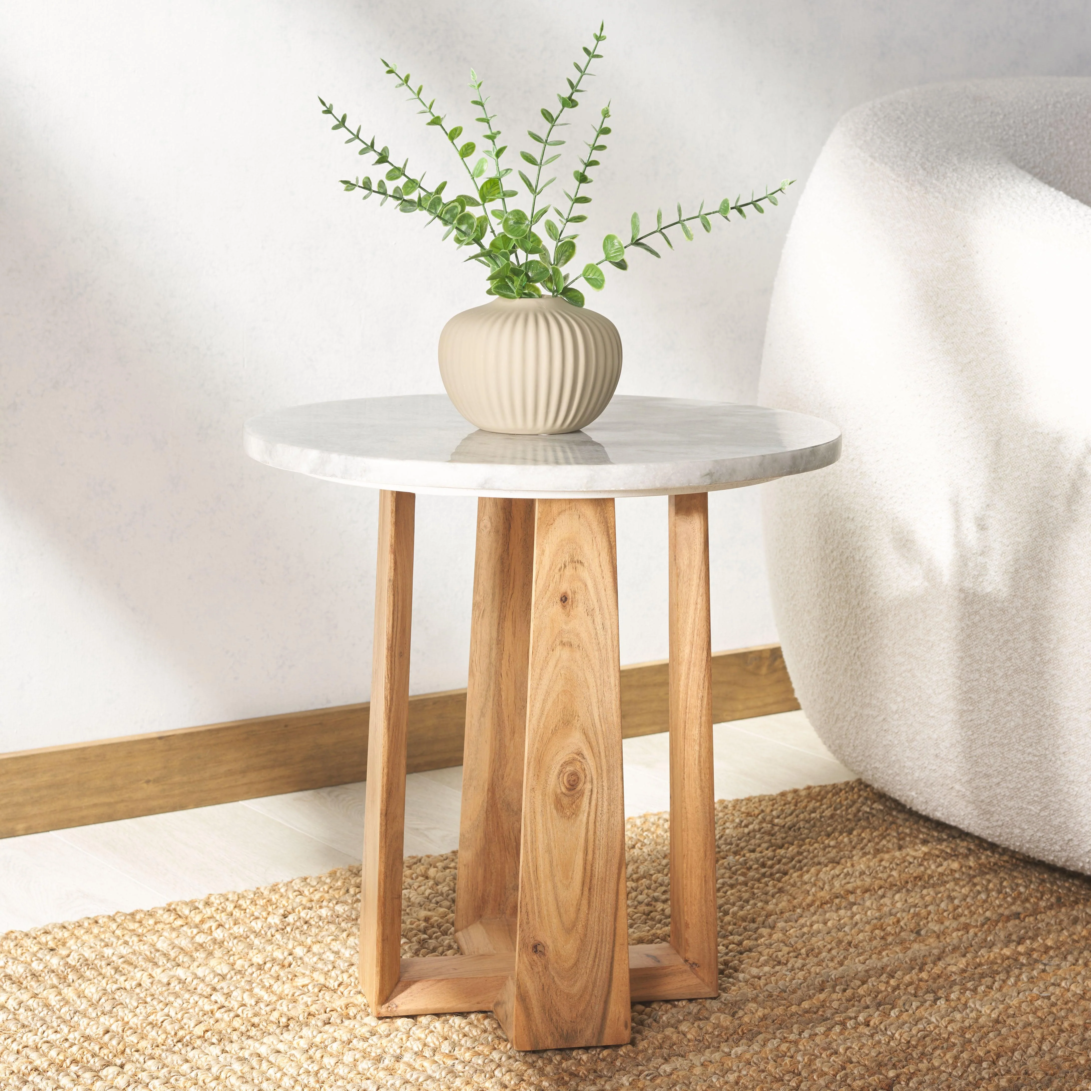 TRENTON ROUND MARBLE TOP ACCENT TABLE - Frankwebs