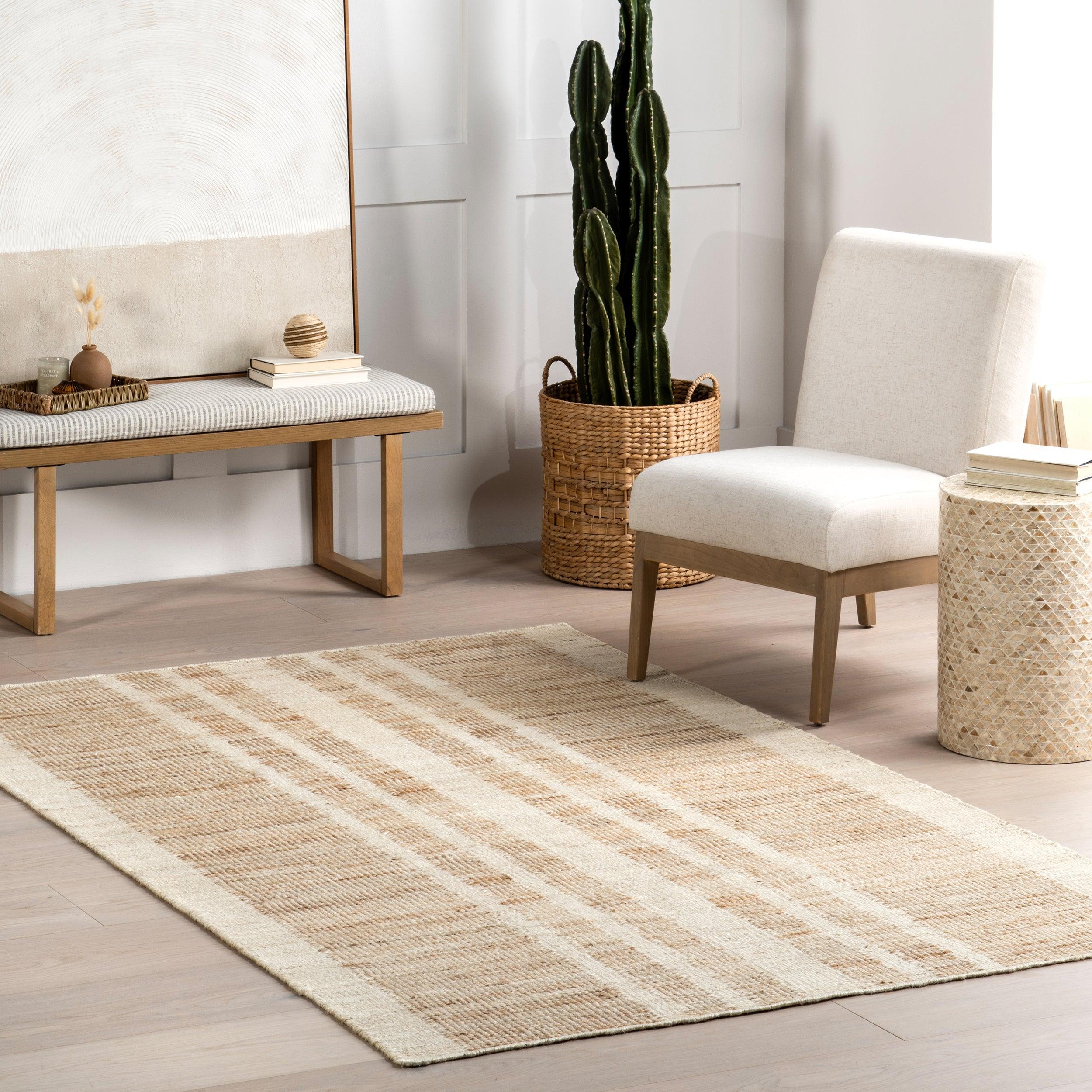 Ashtyn Vertical Striped Jute Area Rug - Frankwebs