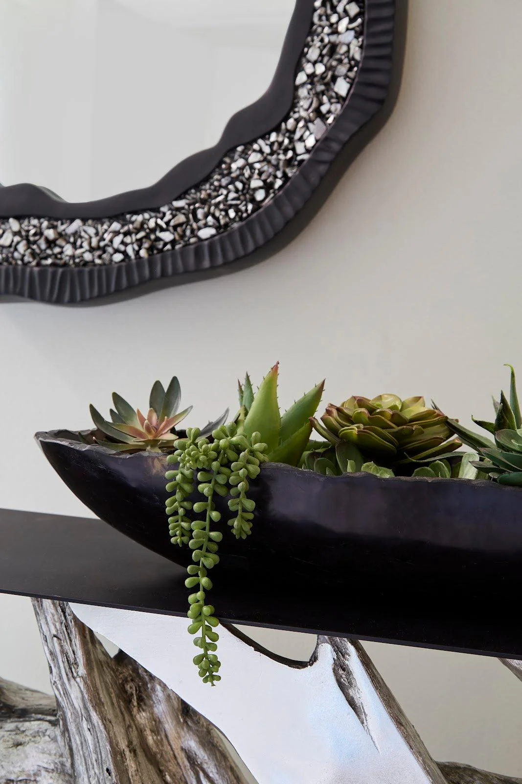 Cast Root Console Table, Iron Frame, Resin, Silver Leaf - Frankwebs