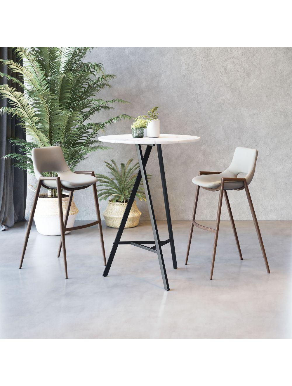 Desi Bar Chair (Set of 2) Beige & Walnut - Frankwebs