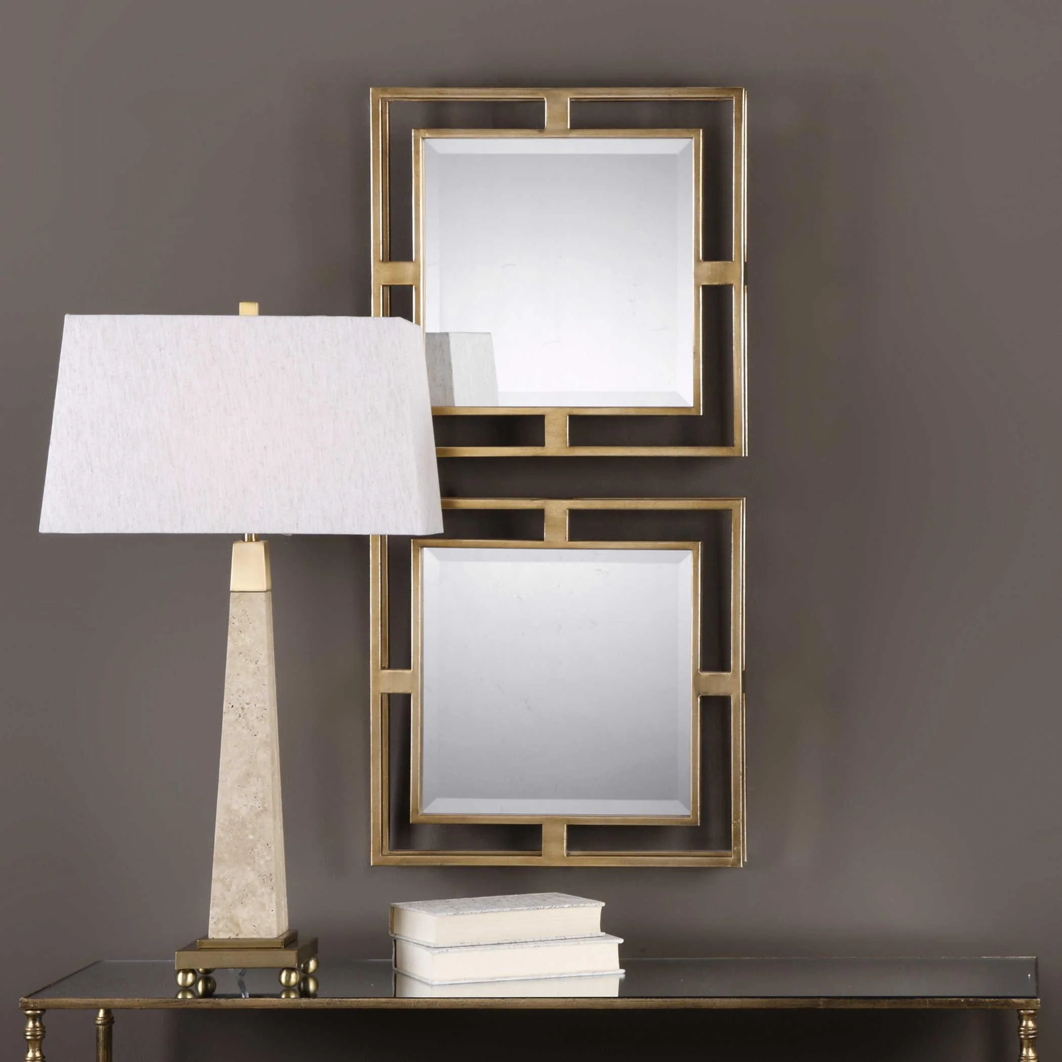 ALLICK GOLD SQUARE MIRRORS SET OF 2 - Frankwebs