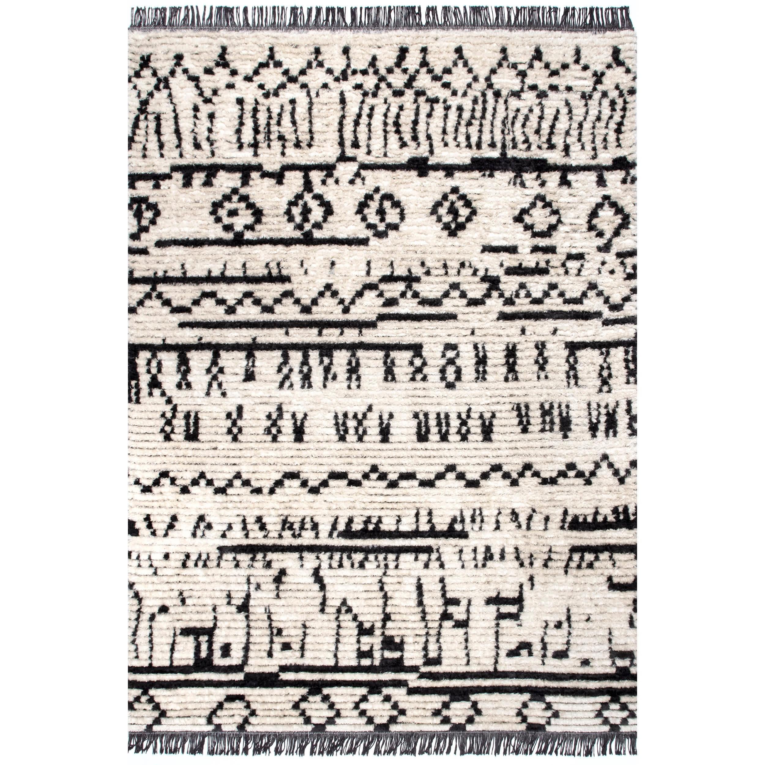 Tessa Tribal Soft Shag Fringe Area Rug - Frankwebs