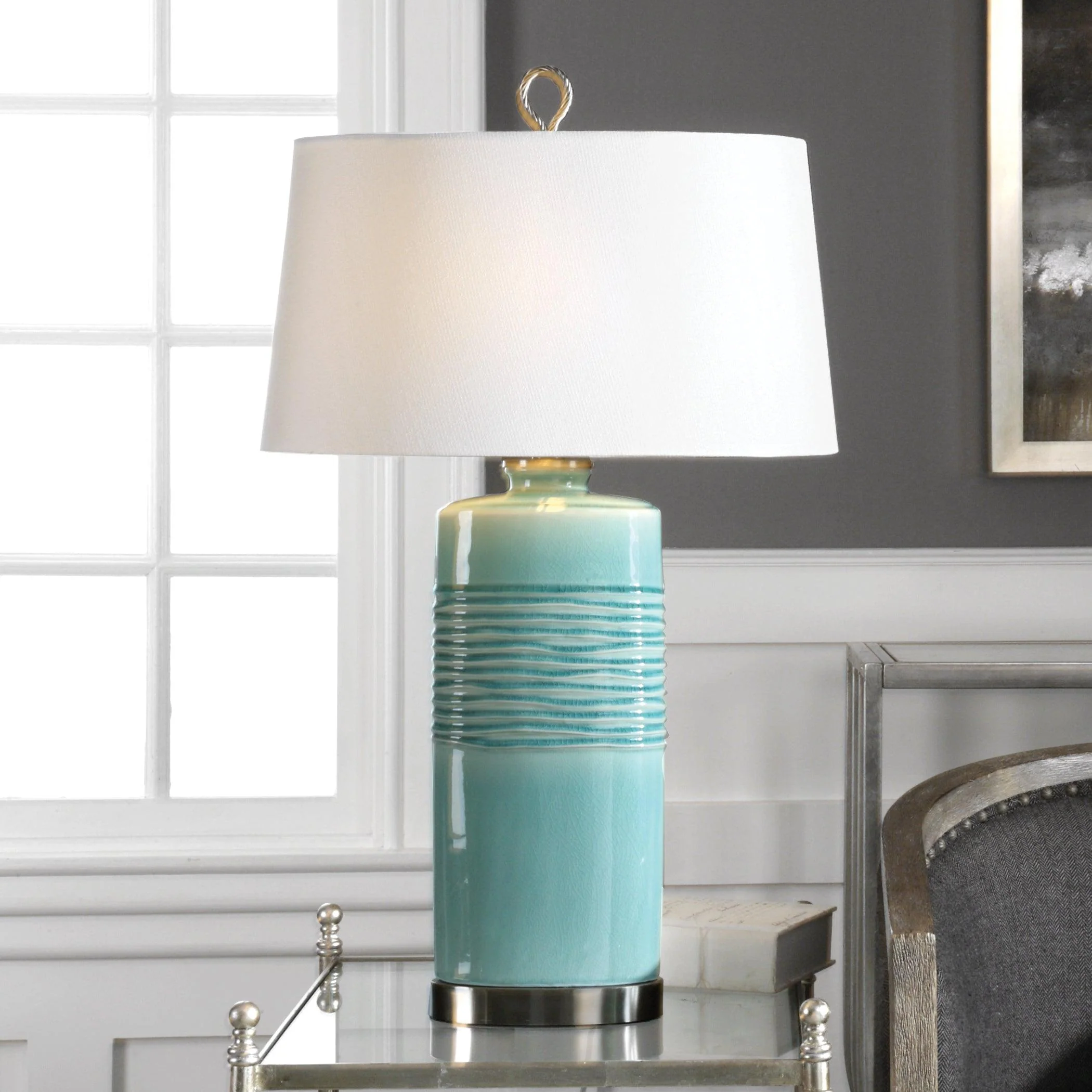 RILA DISTRESSED TEAL TABLE LAMP - Frankwebs