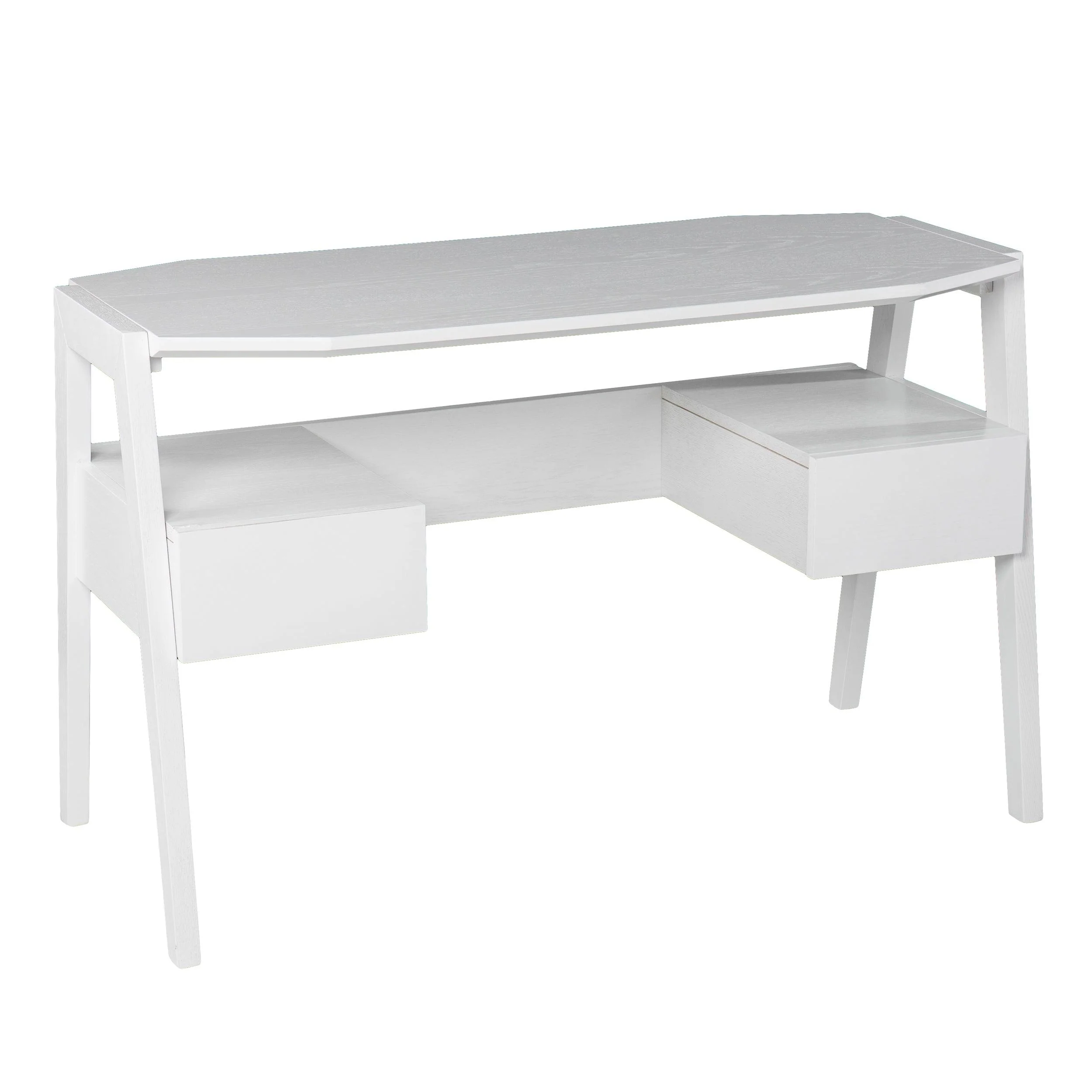 Clyden Midcentury Modern Writing Desk w/ Storage - White - Frankwebs