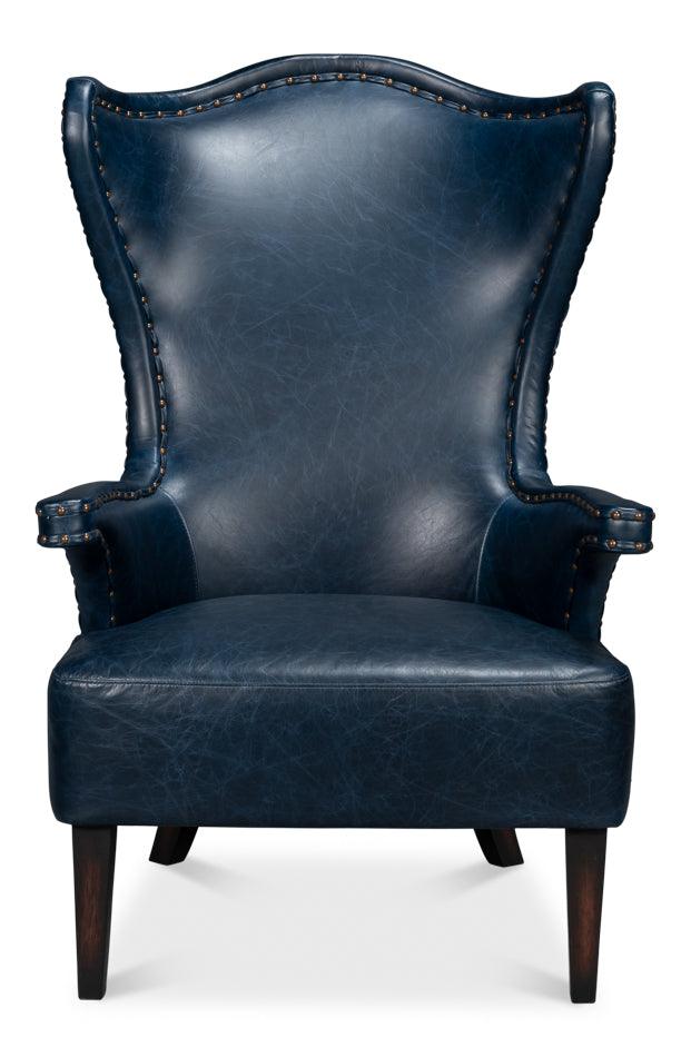 Drake Distilled Leather Chair - Blue - Frankwebs