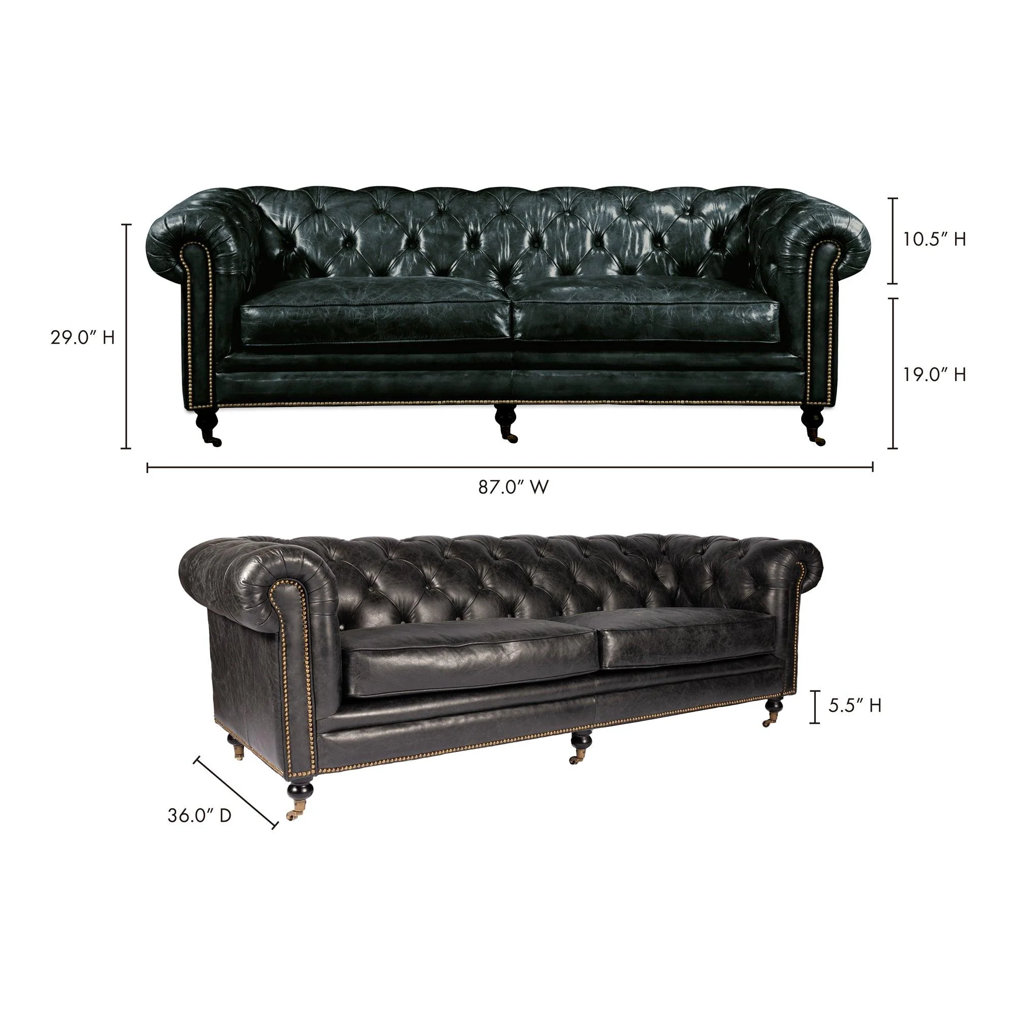 Birmingham Sofa Onyx Black Leather - Frankwebs