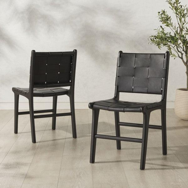 Cassaphina Woven Leather Dining Chair - Set Of 2 - Frankwebs