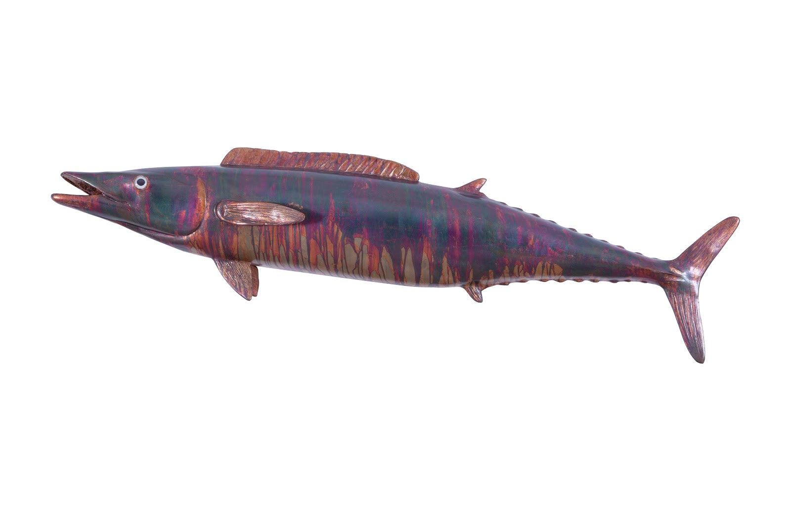 Wahoo Fish Wall Sculpture, Resin, Copper Patina Finish - Frankwebs