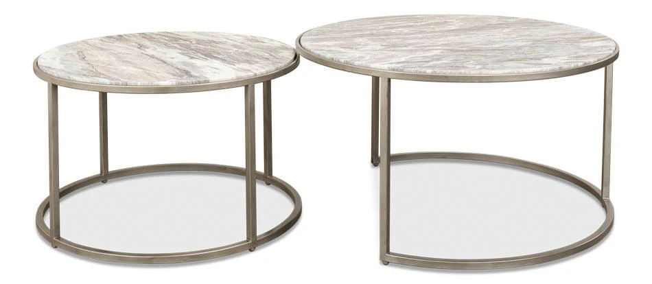 Set Of 2 Round Nesting Tables Marble Top - Frankwebs