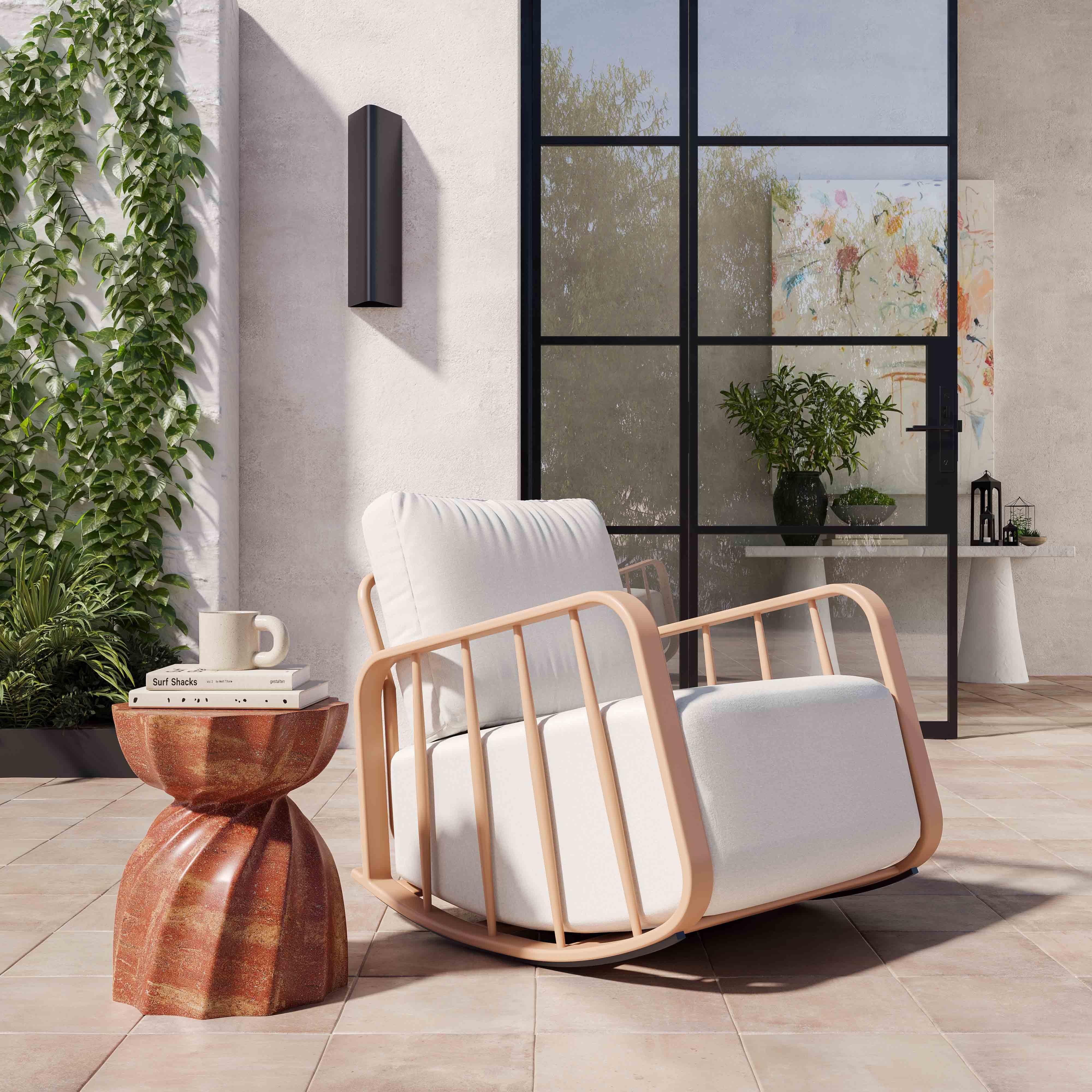 Violette Terracotta and Cream Outdoor Rocking Chair - Frankwebs
