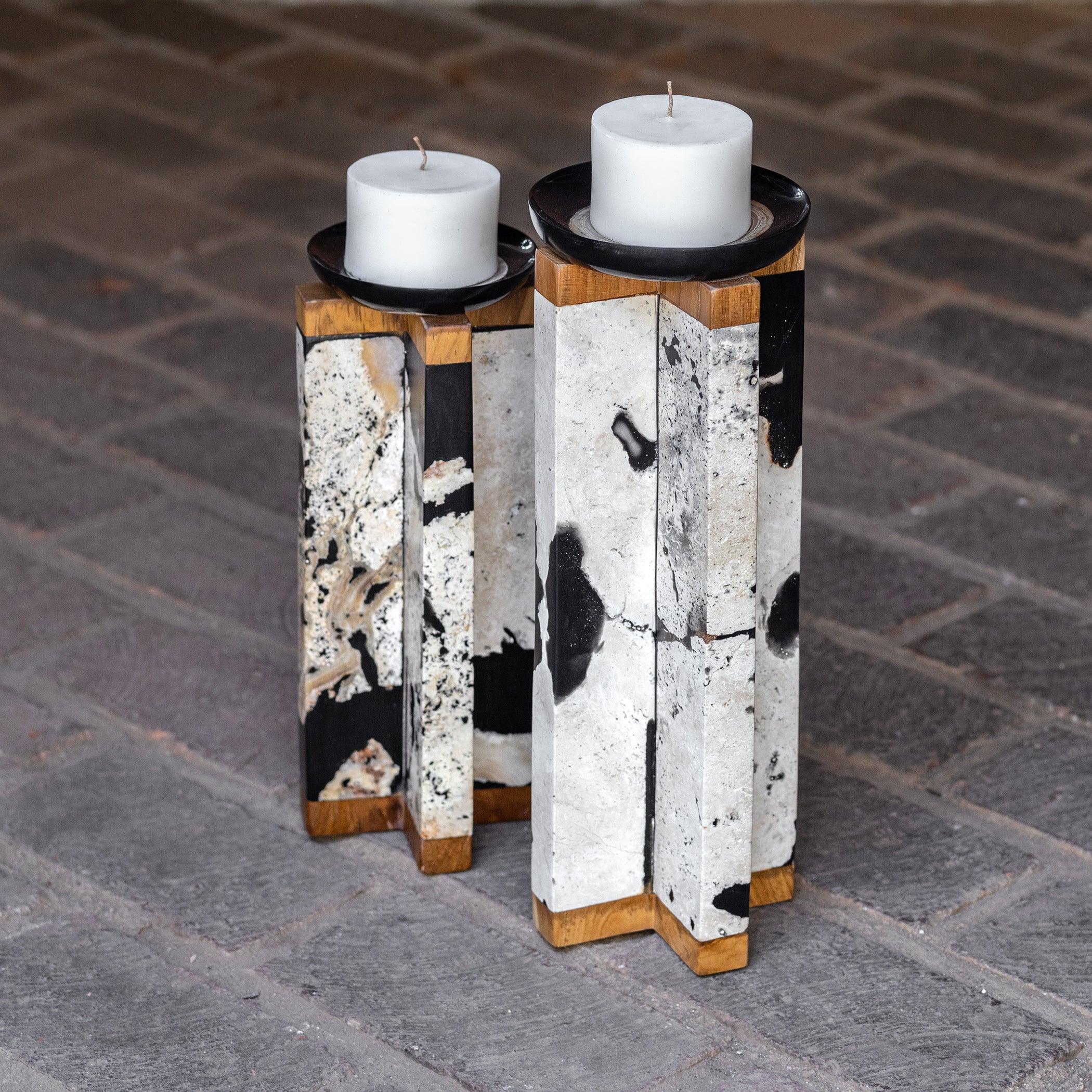 ILLINI STONE CANDLEHOLDERS, SET OF 2 - Frankwebs