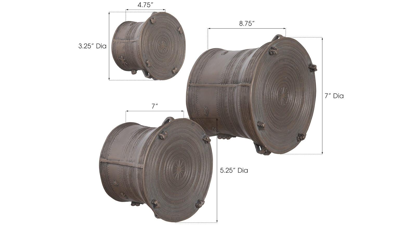 Laotian Rain Drums, Set of 3, Bronze - Frankwebs