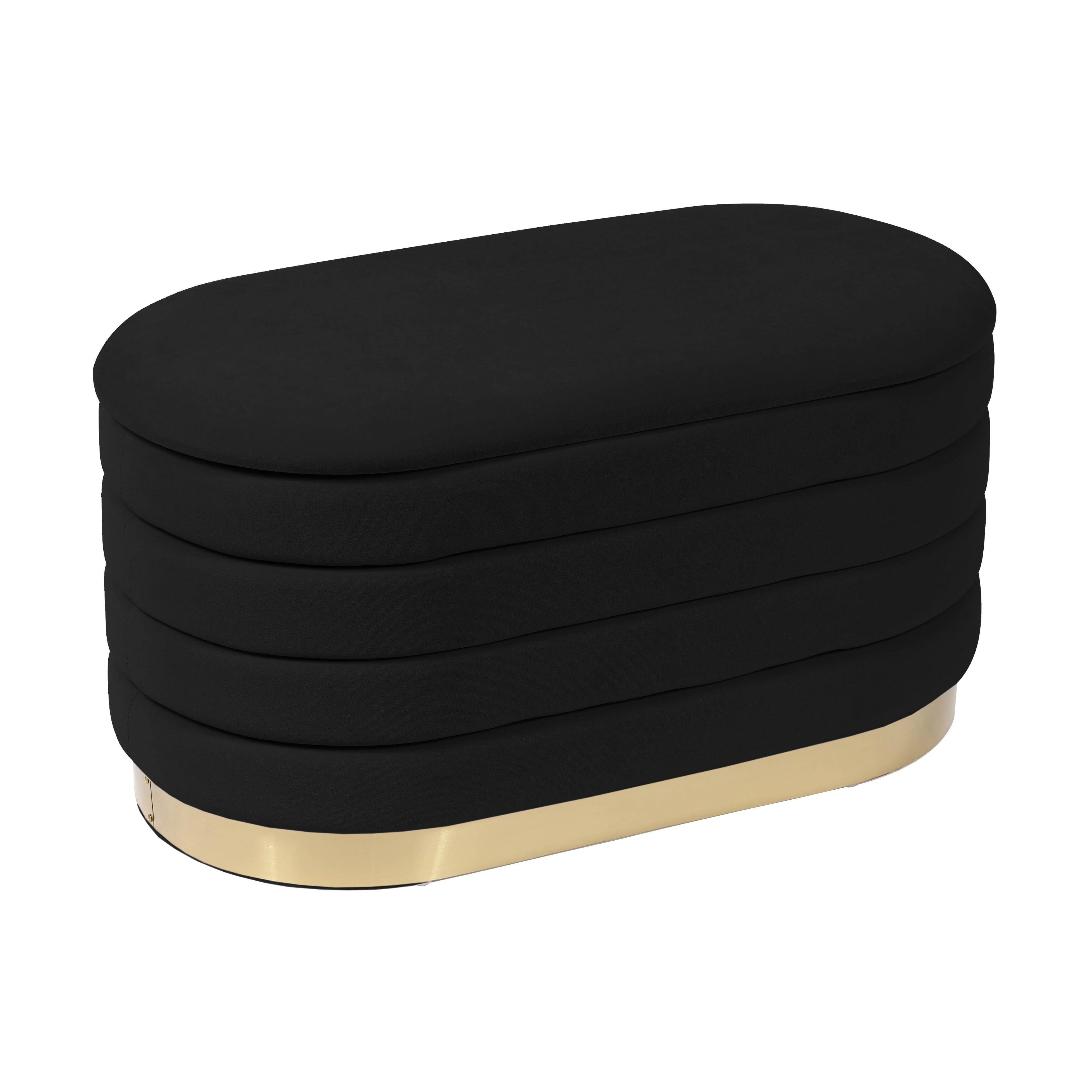 Lillian Black Velvet Storage Bench - Frankwebs
