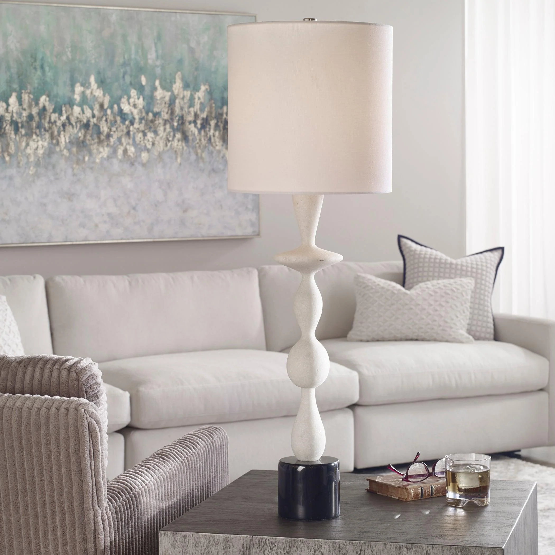 INVERSE WHITE MARBLE TABLE LAMP - Frankwebs