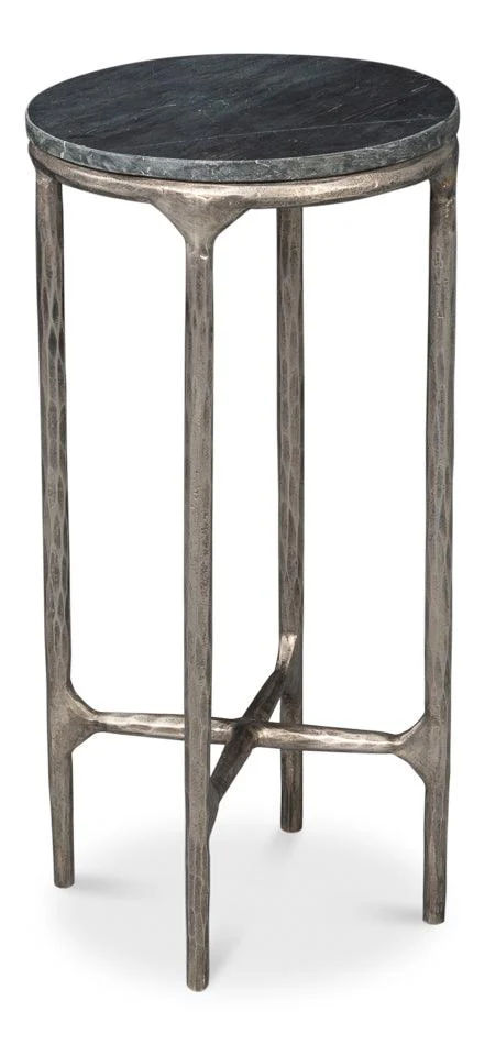 Derrick Iron End Table With Marble Top - Frankwebs