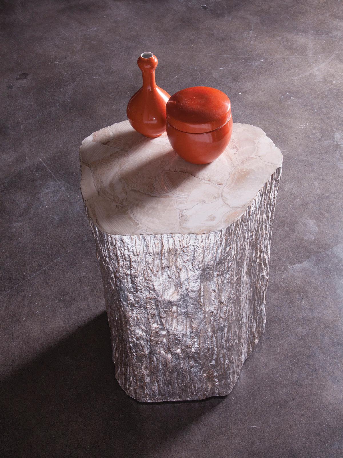 Signature Designs Trunk Segment Accent Table - Silver Leaf - Frankwebs