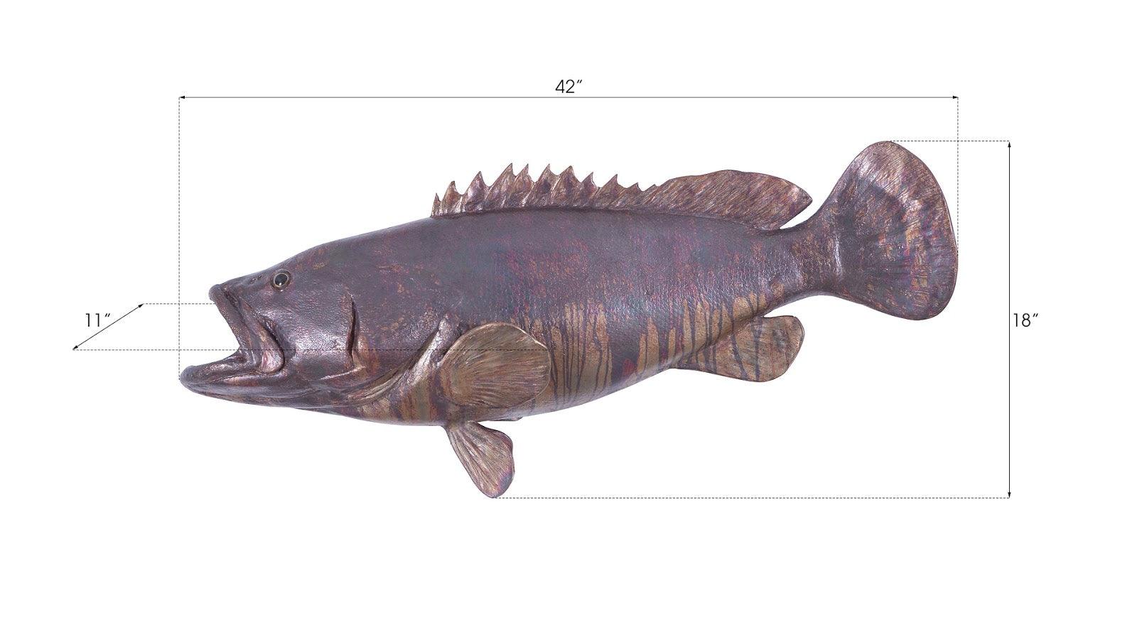 Estuary Cod Fish Wall Sculpture, Resin, Copper Patina Finish - Frankwebs