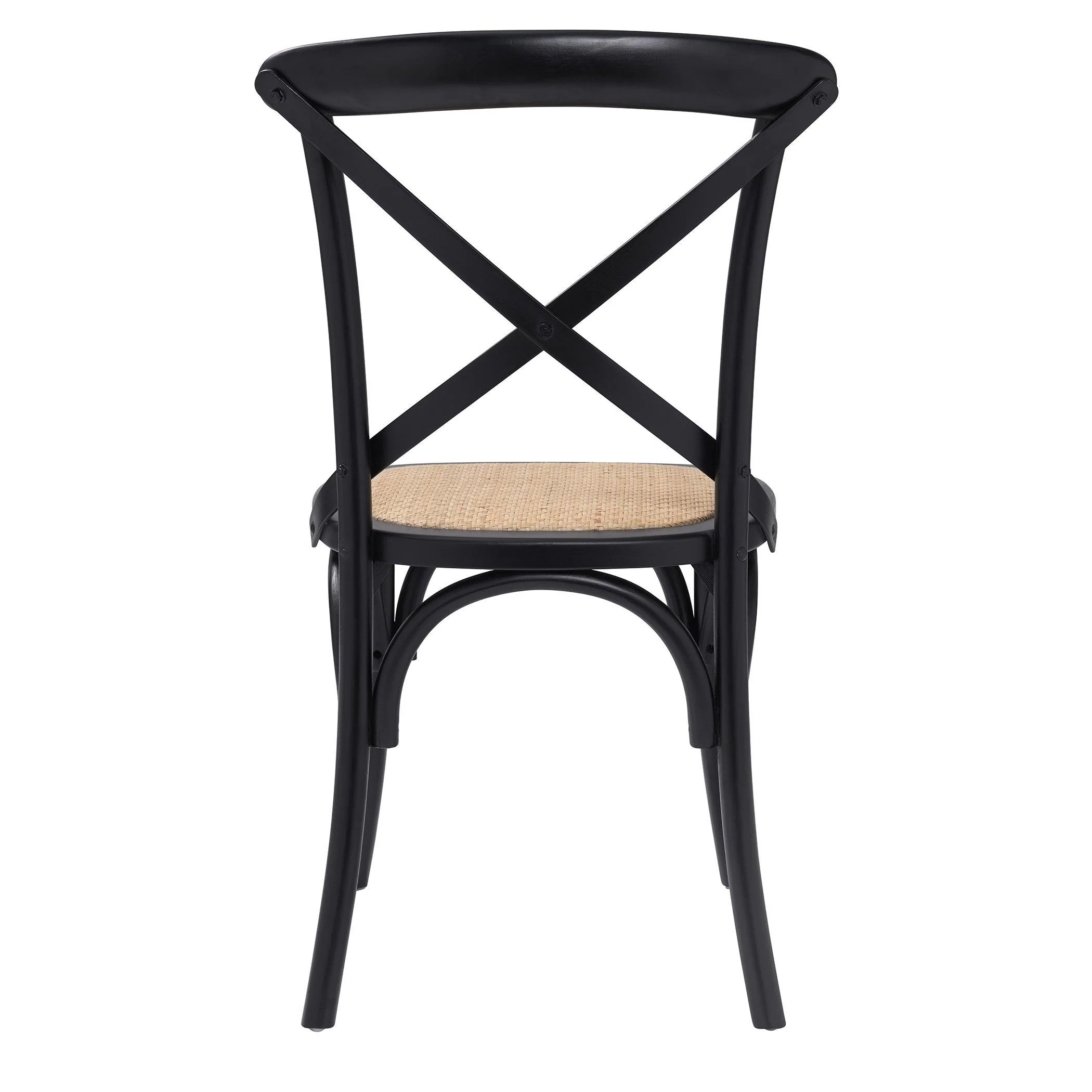 Neyo Side Chair in Black with Natural Rattan Seat - Set of 2 - Frankwebs