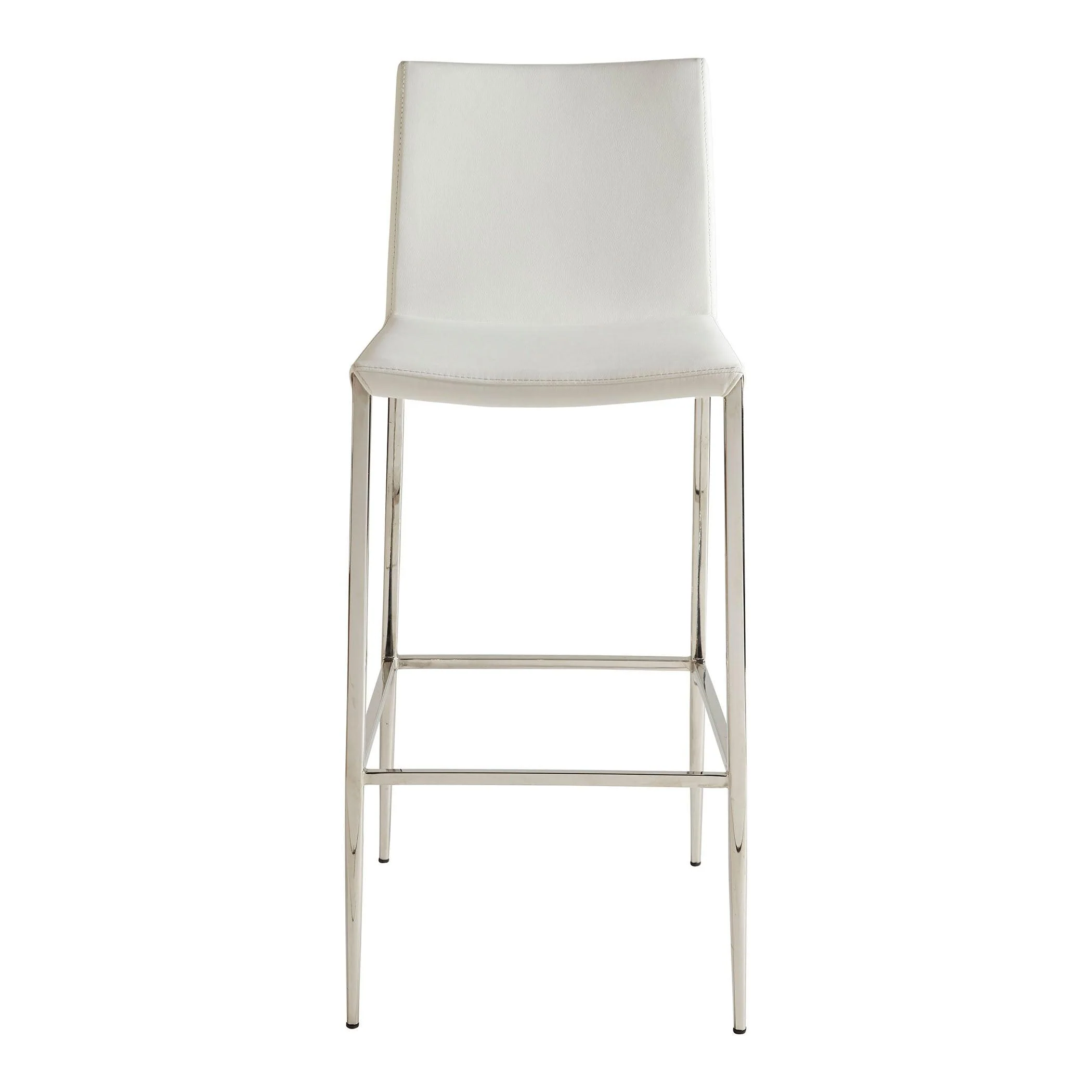 Diana Bar Stool in White with Polished Stainless Steel - Set of 1 - Frankwebs