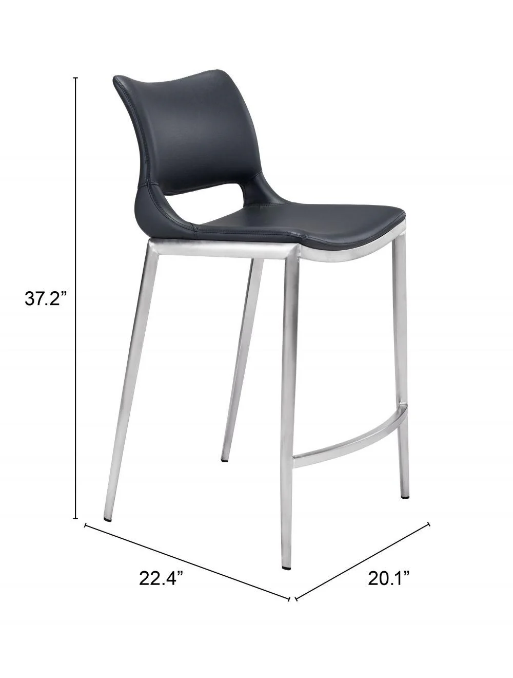 Ace Counter Chair (Set of 2) Black & Silver - Frankwebs