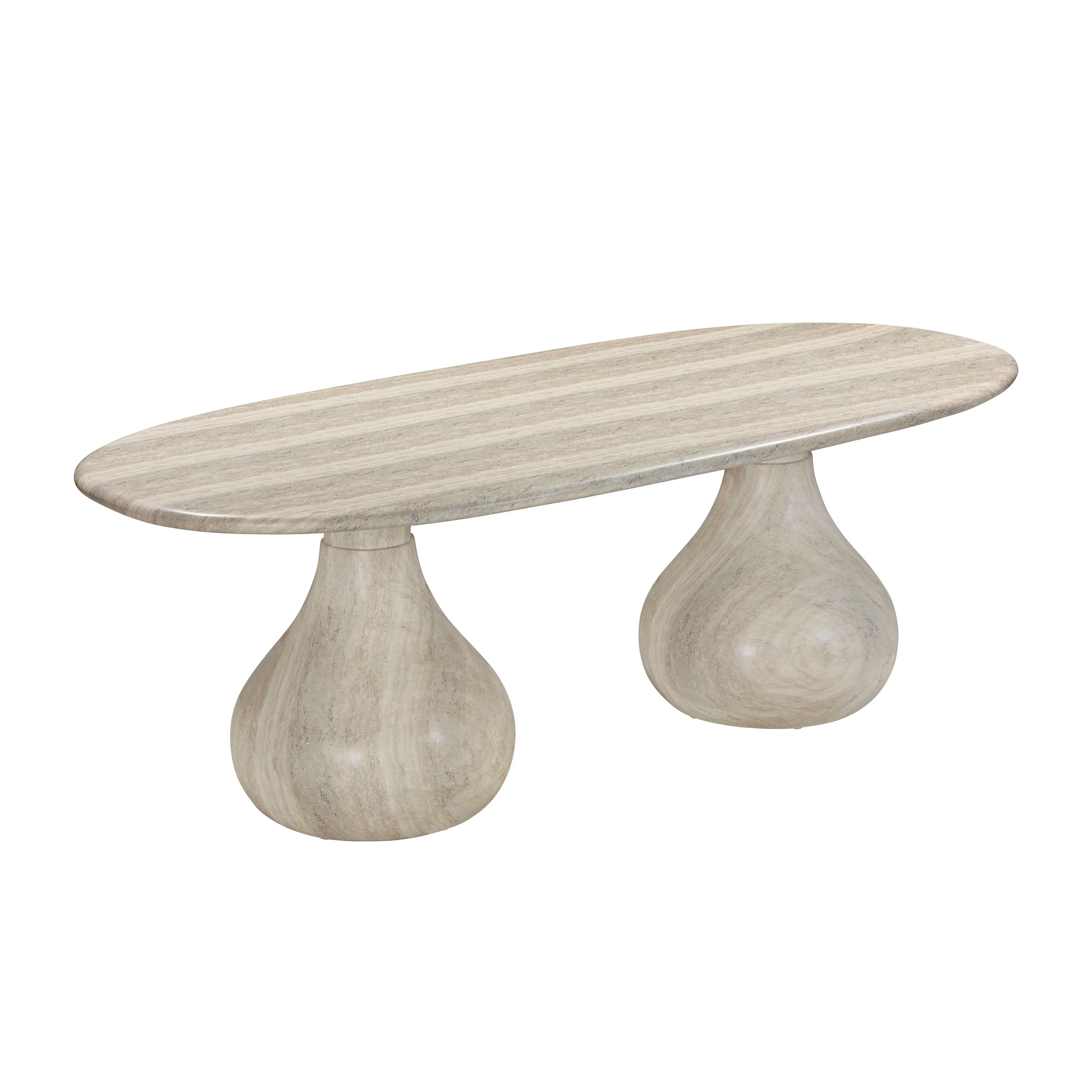 Smooch Faux Travertine Indoor / Outdoor Pedestal Dining Table - Frankwebs
