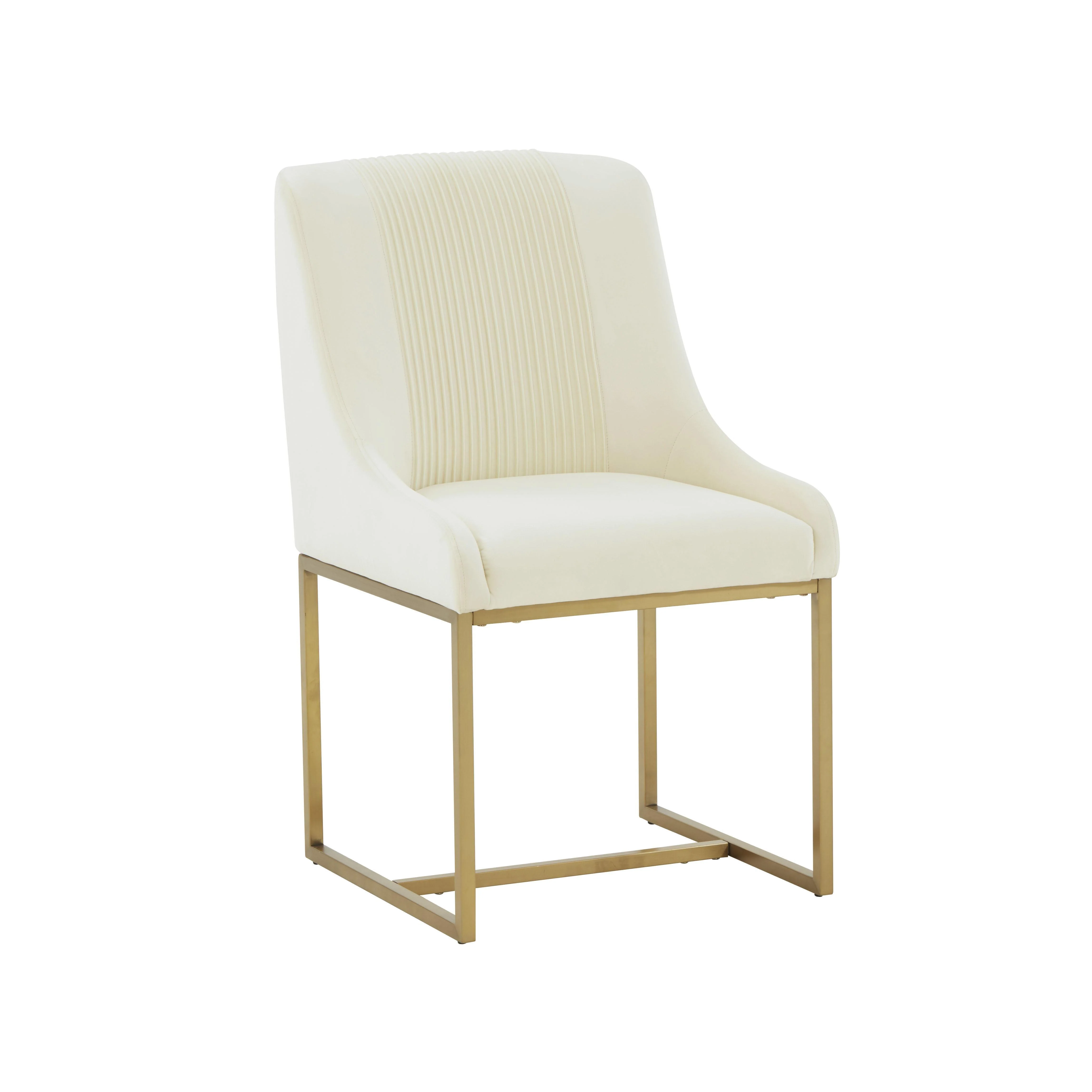 Lisa Cream Pleated Velvet Dining Chair - Frankwebs