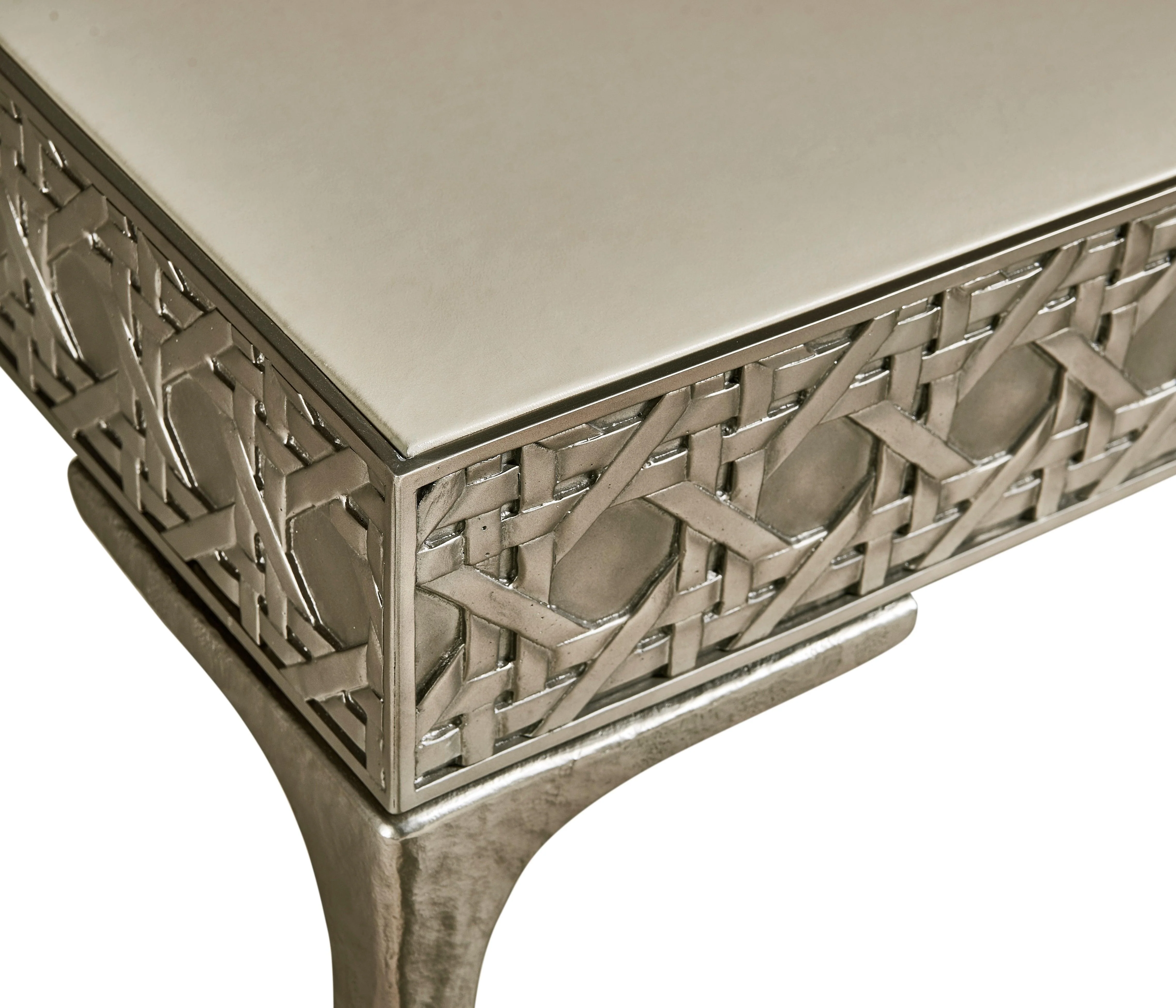 Water Cnoidal Cane Carved Metal Desk - Frankwebs