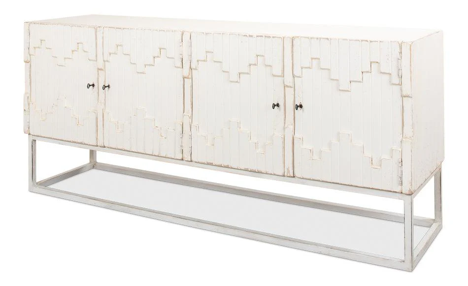 Aztec Sideboard On Stand - Whitewash - Frankwebs