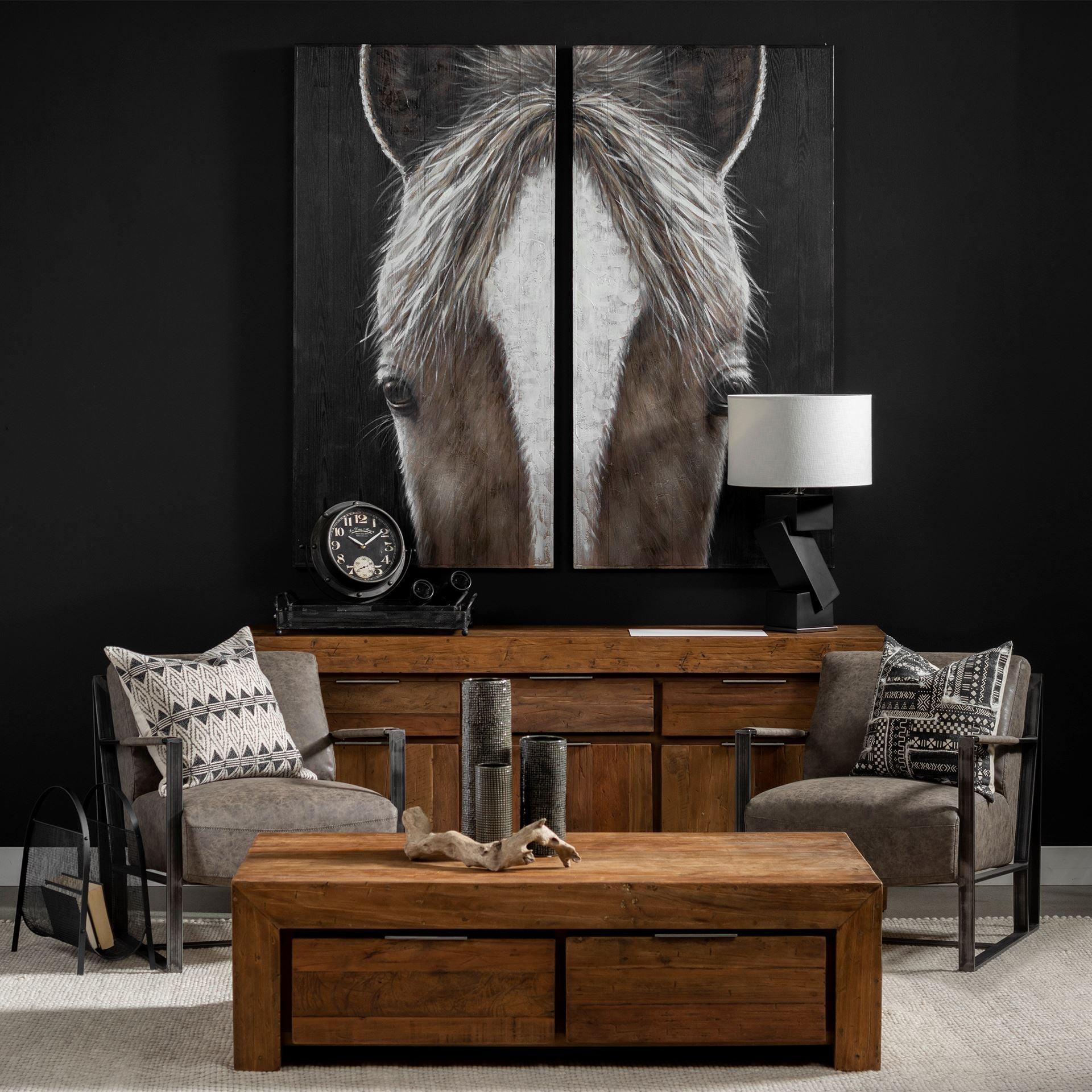 Equus Diptych 60x60 Horse Original Hand Painted on Wood Oil Painting - Frankwebs