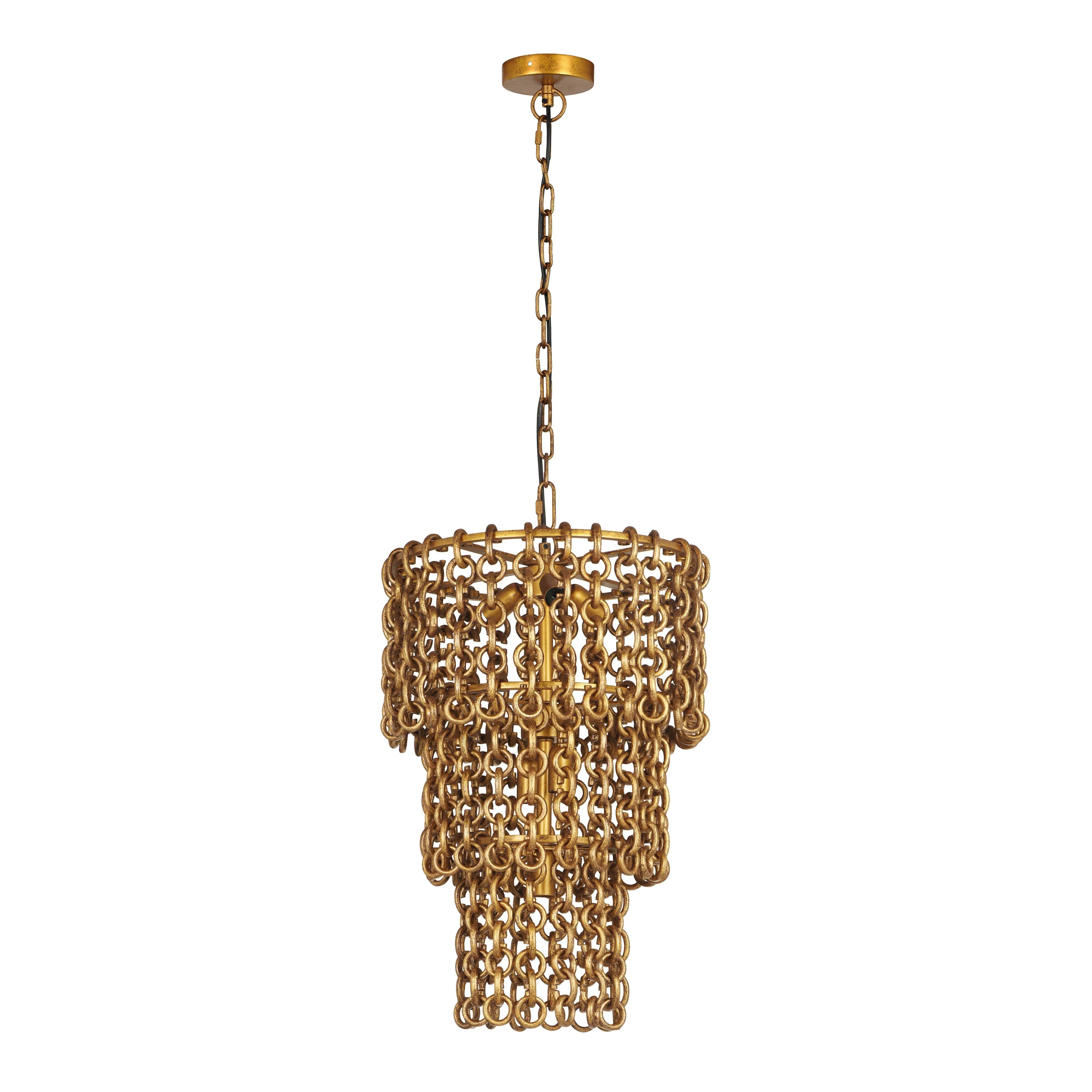 Nirsa Brass Chain Link 3-Tier Chandelier - Frankwebs
