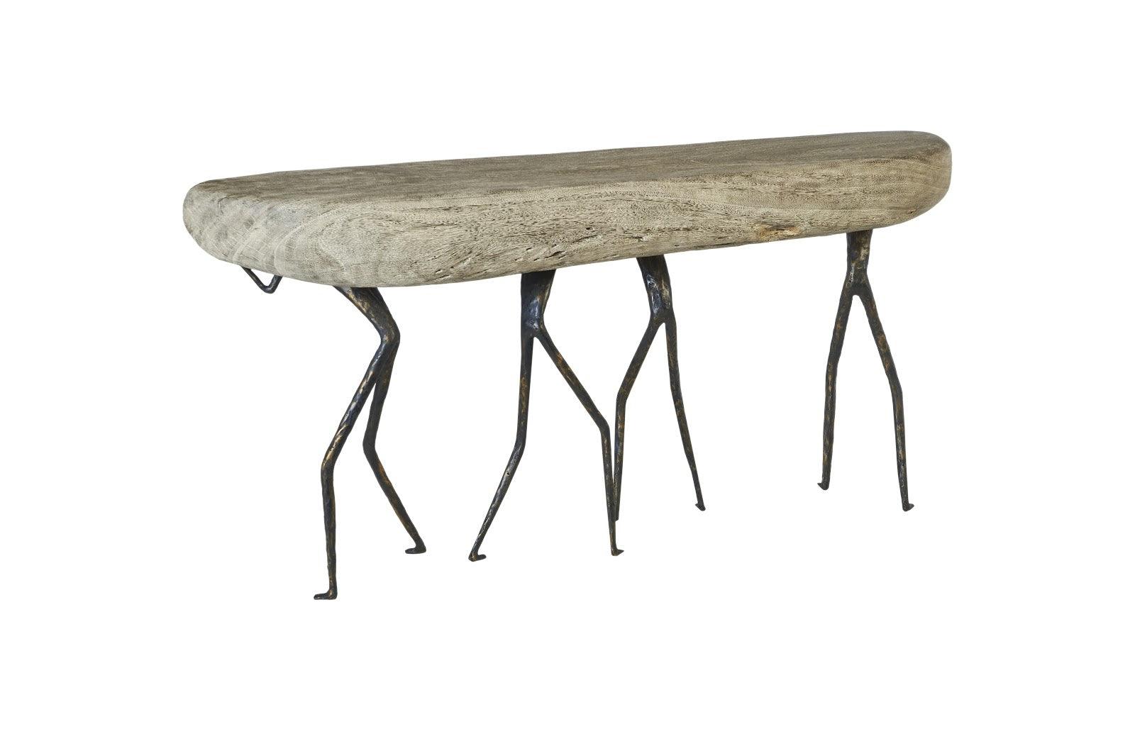 Atlas Console Table, Gray Stone Finish, Metal - Frankwebs