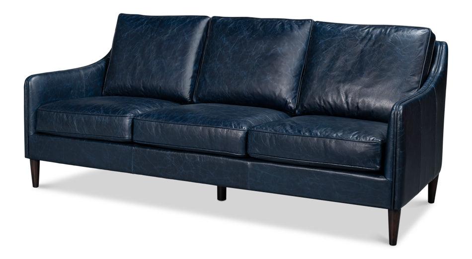 Alehandro Leather Sofa - Chateau Blue - Frankwebs