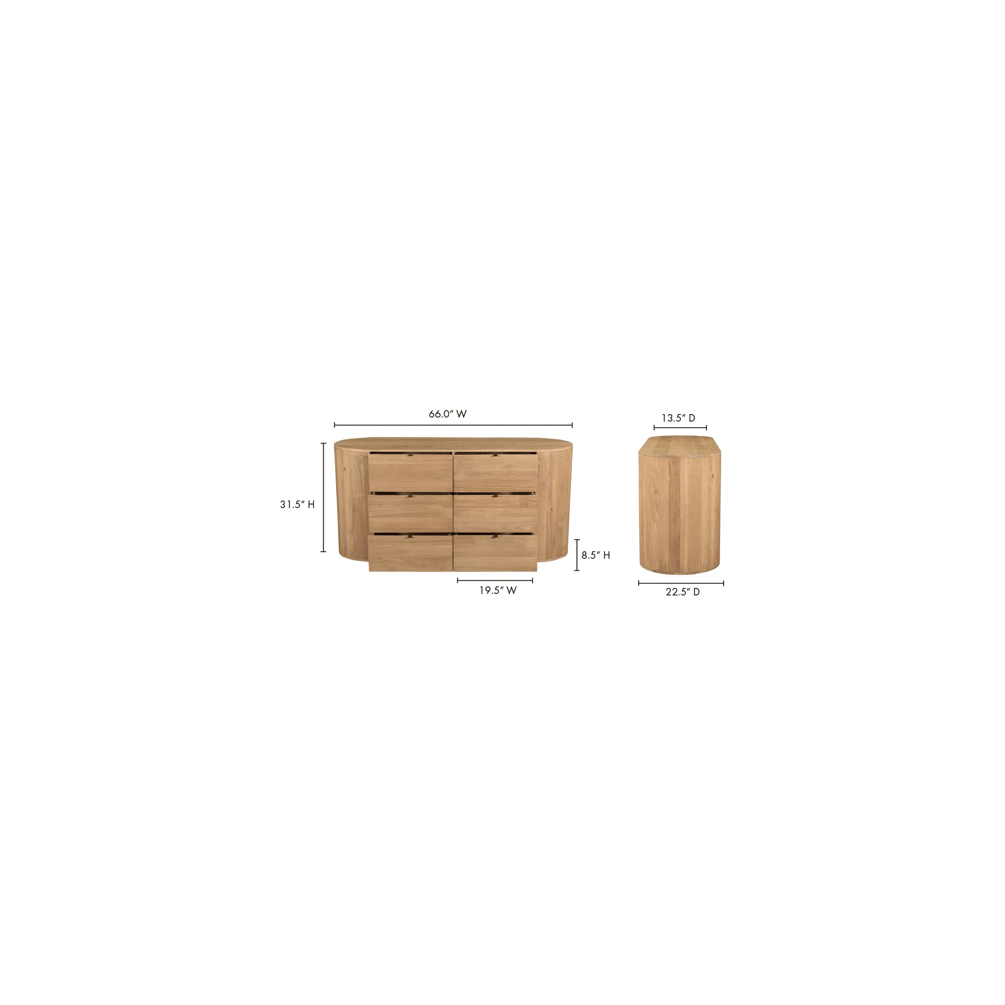 Theo 6 Drawer Dresser Natural - Frankwebs