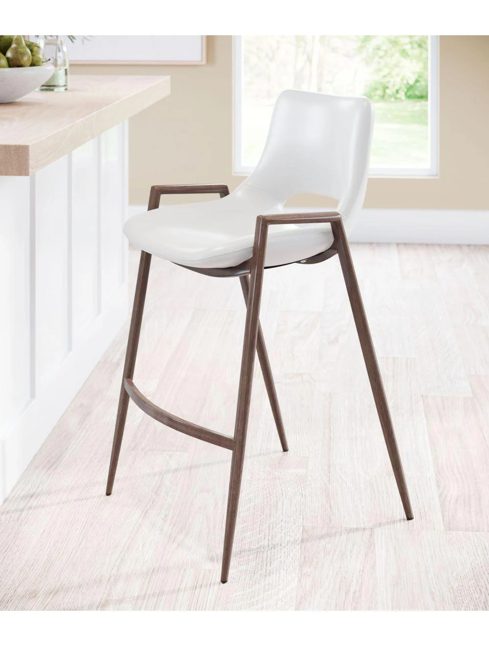 Desi Counter Chair (Set of 2) White & Walnut - Frankwebs