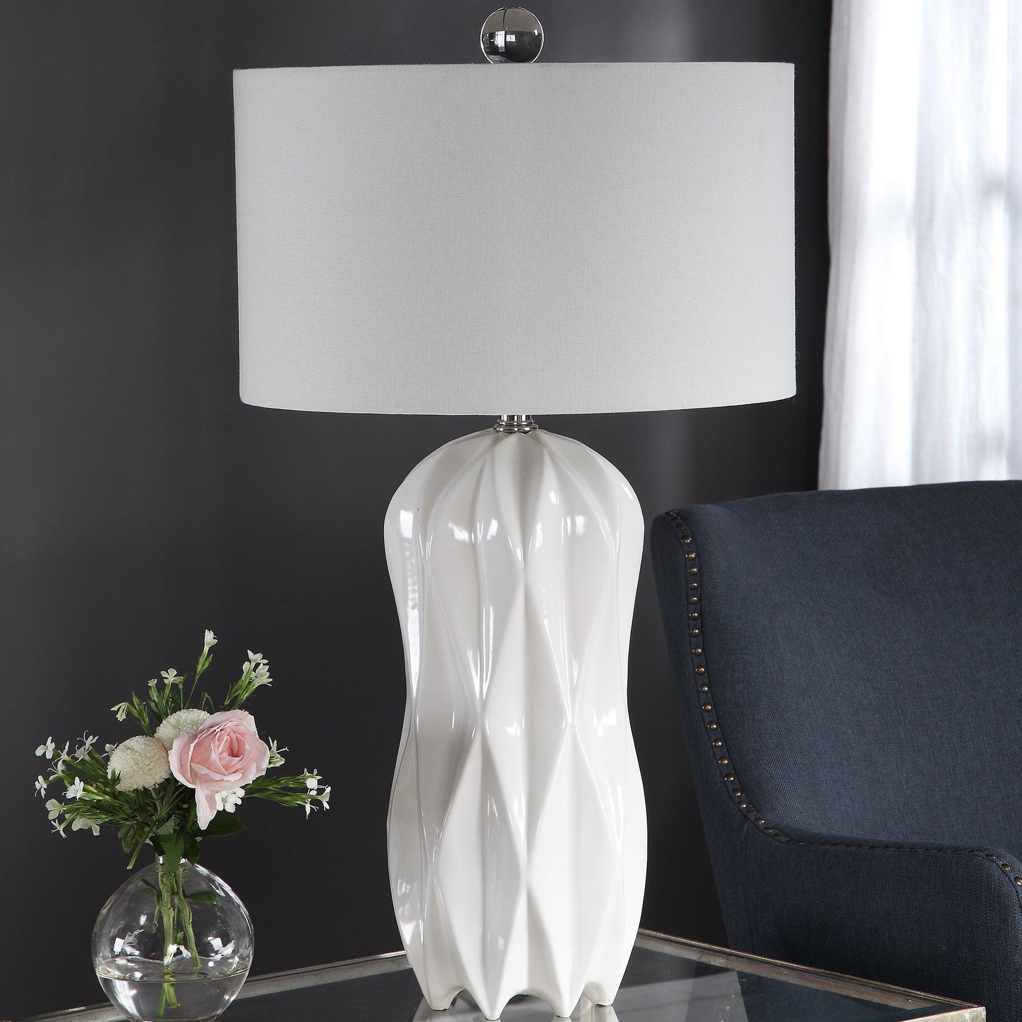 MALENA GLOSSY WHITE TABLE LAMP - Frankwebs