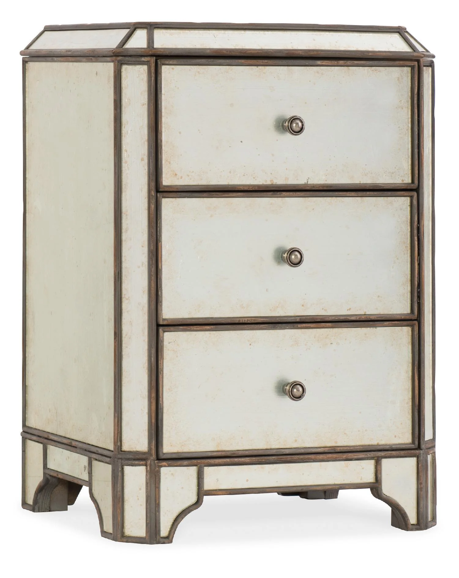 Arabella Mirrored Three-Drawer Nightstand - Frankwebs