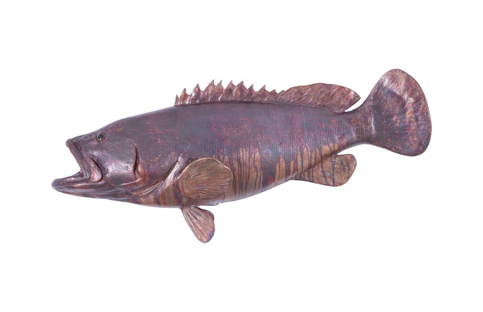 Estuary Cod Fish Wall Sculpture, Resin, Copper Patina Finish - Frankwebs