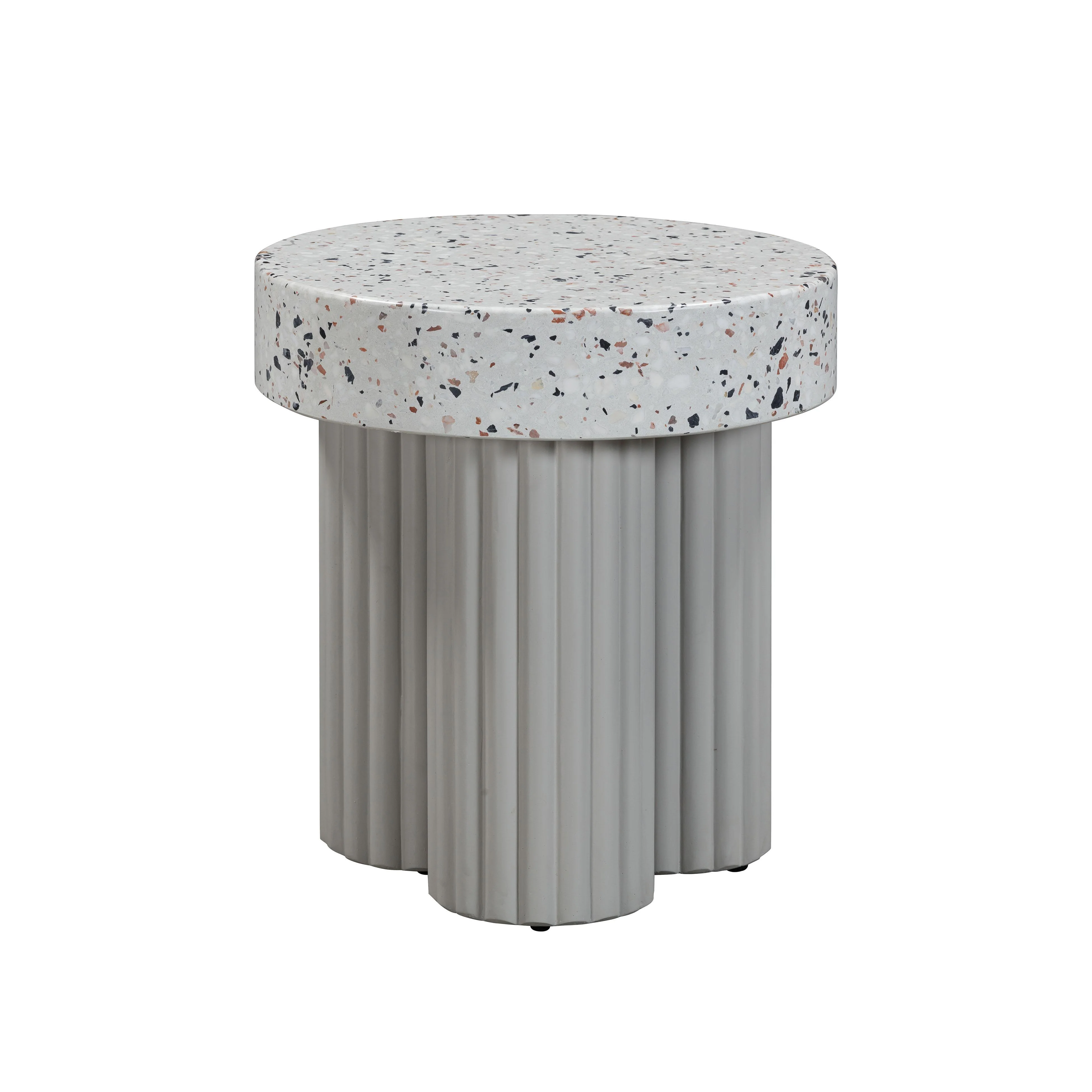 Clover Faux Terrazzo Indoor / Outdoor Round Side Table - Frankwebs