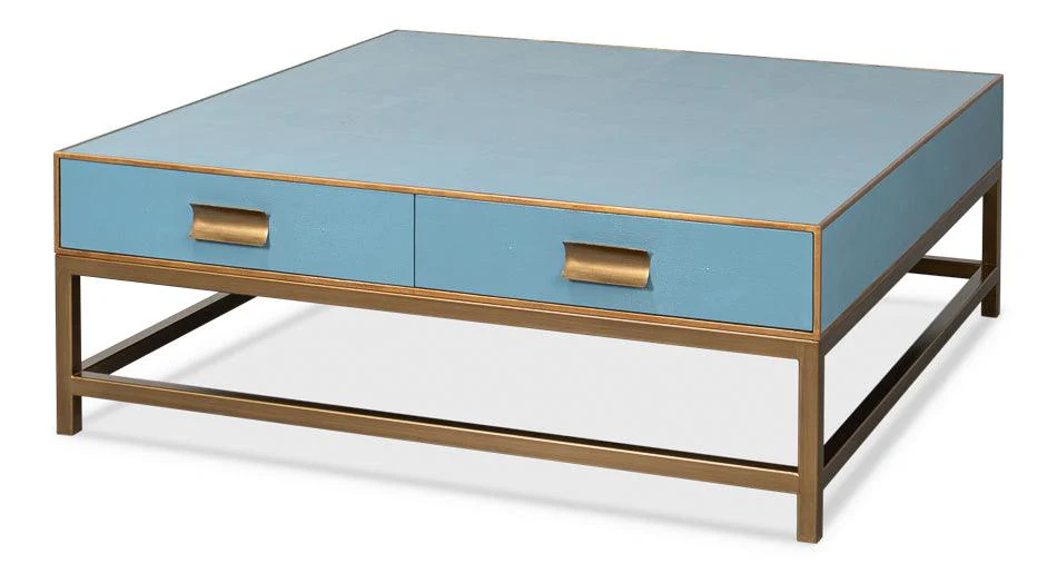 Gideon Shagreen Sq.Coffee Table - Blue - Frankwebs