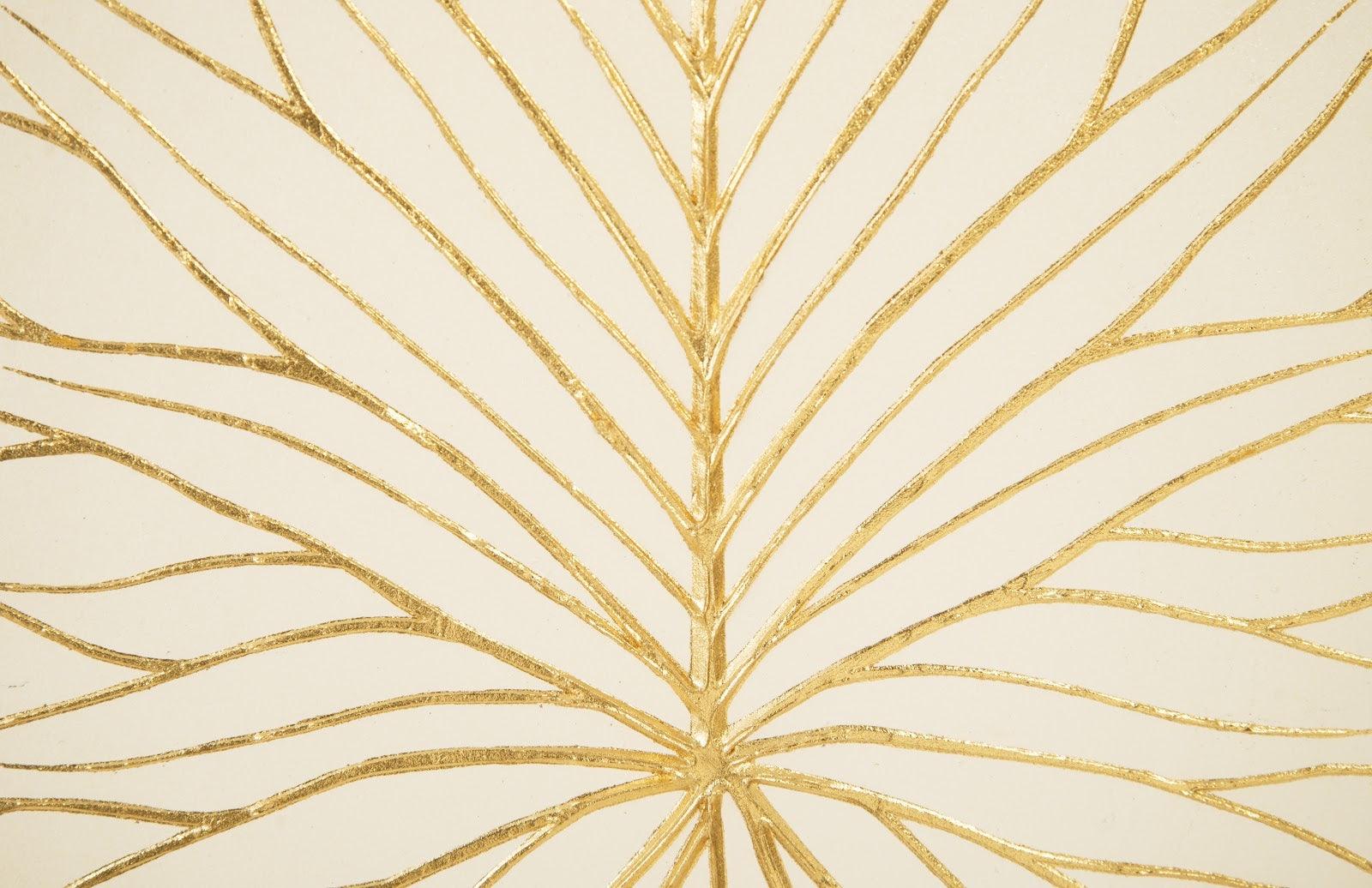 Rivulet Wall Tile, Chamcha Wood, Gold Leaf on White - Frankwebs