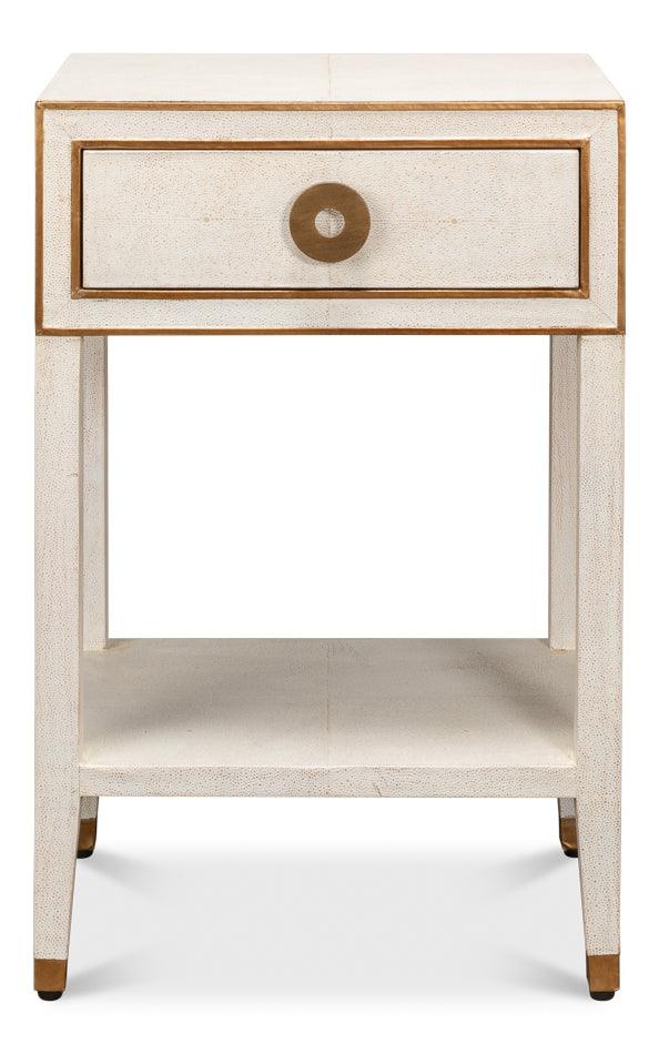 Gabriella Shagreen Nightstand Osprey Wht - Frankwebs