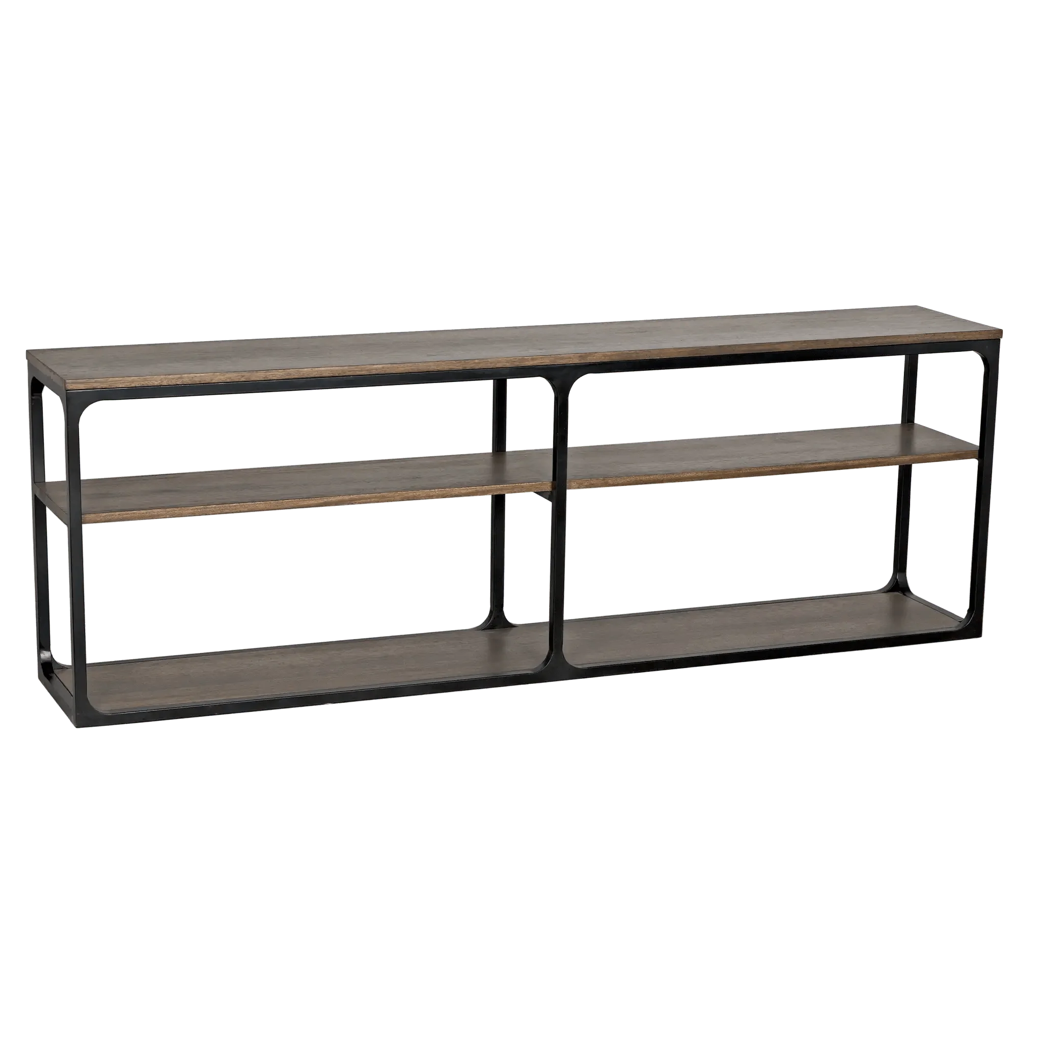 Novie Console, Large, Black Steel with Dark Walnut - Frankwebs