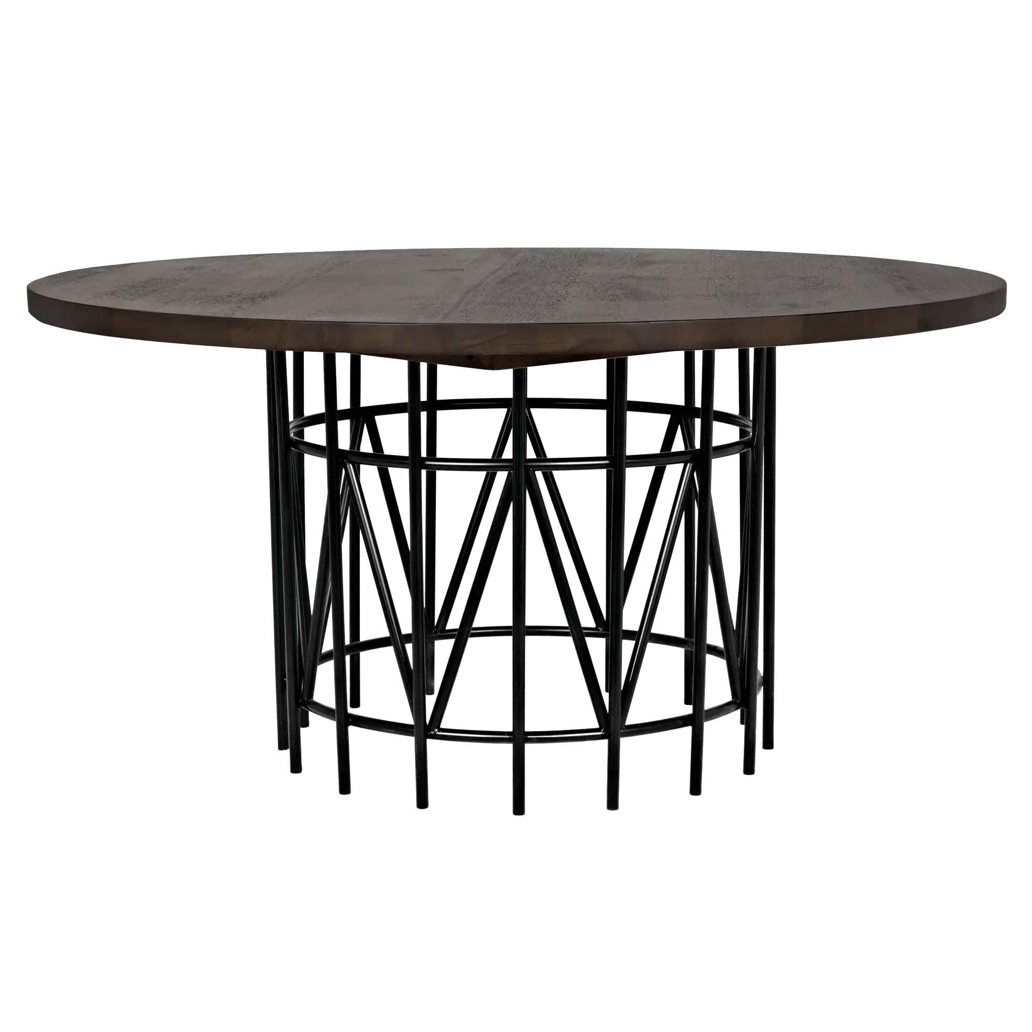 Silberman Dining Table, Dark Walnut W/Black Steel Base - Frankwebs