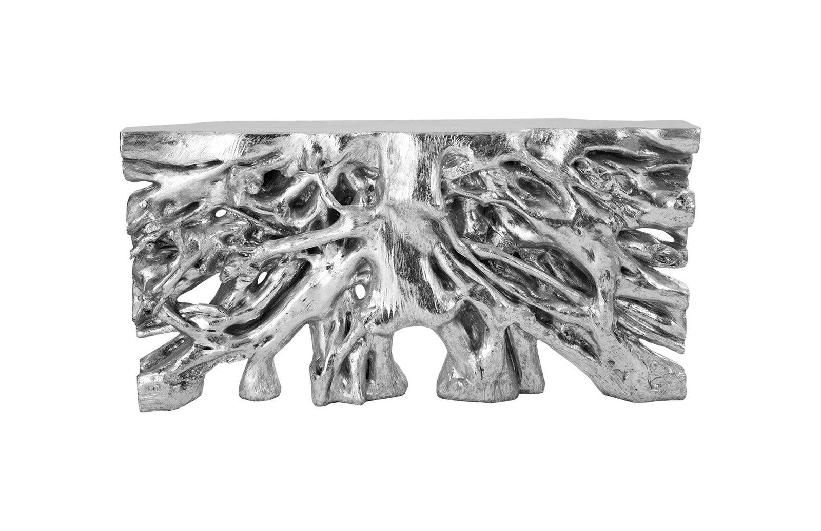 Square Root Console Table, Silver Leaf - Frankwebs